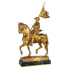 Sculpture en bronze doré et marbre du 19ème siècle par Emmanuel Frémiet