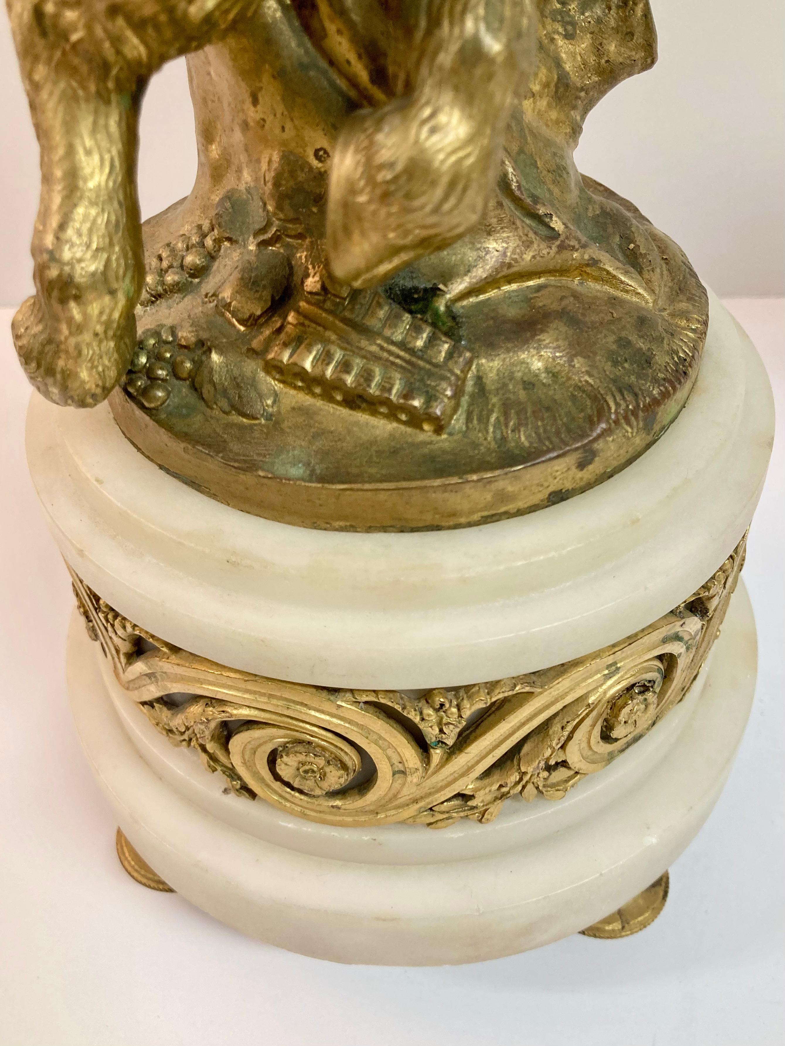 Candelabri a padella e putti in bronzo dorato del XIX secolo, una coppia in vendita 6