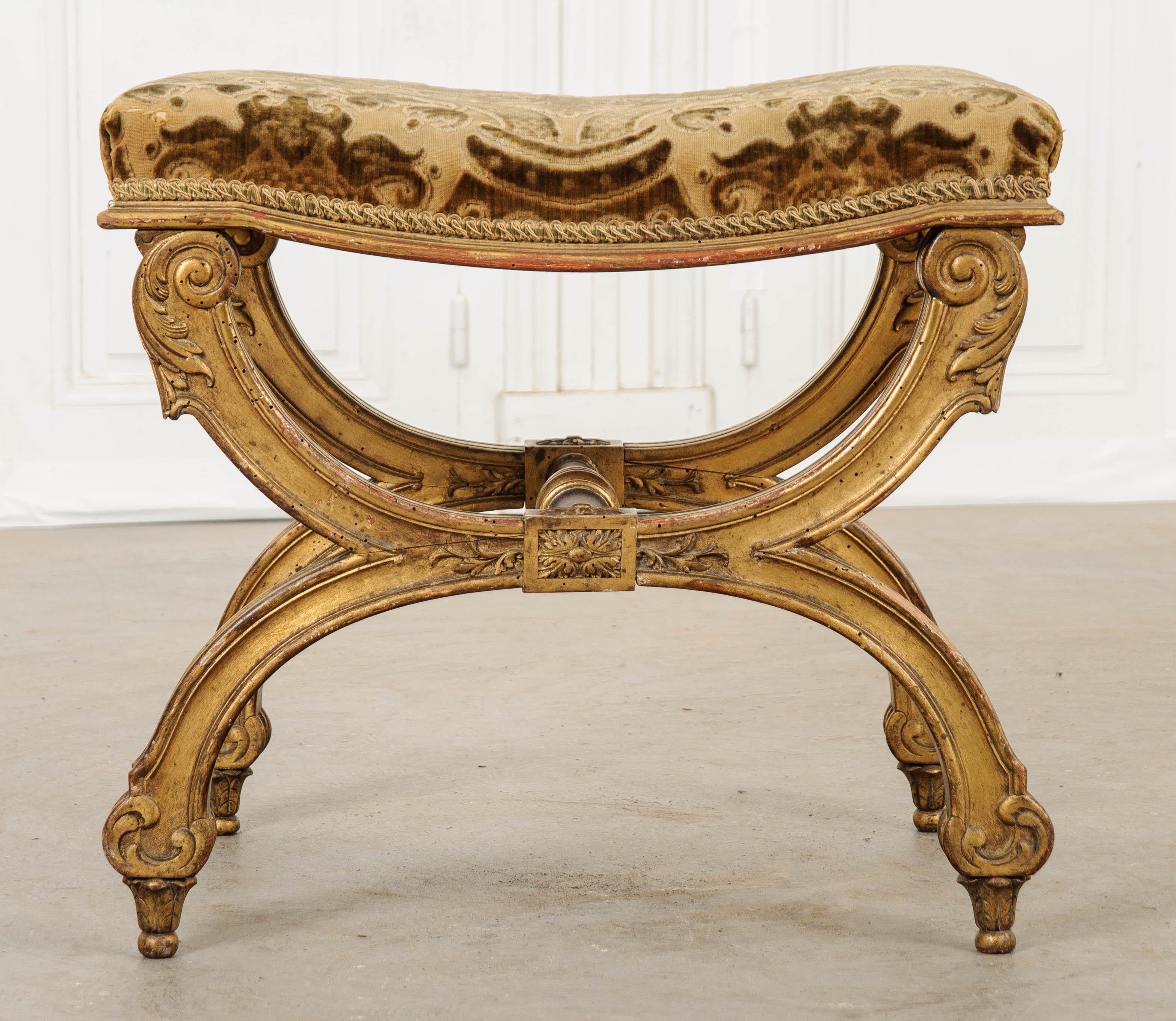 French 19th Century Gilt Empire-Style Bench 1
