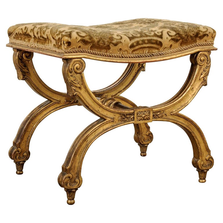 French 19th Century Gilt Empire-Style Bench For Sale