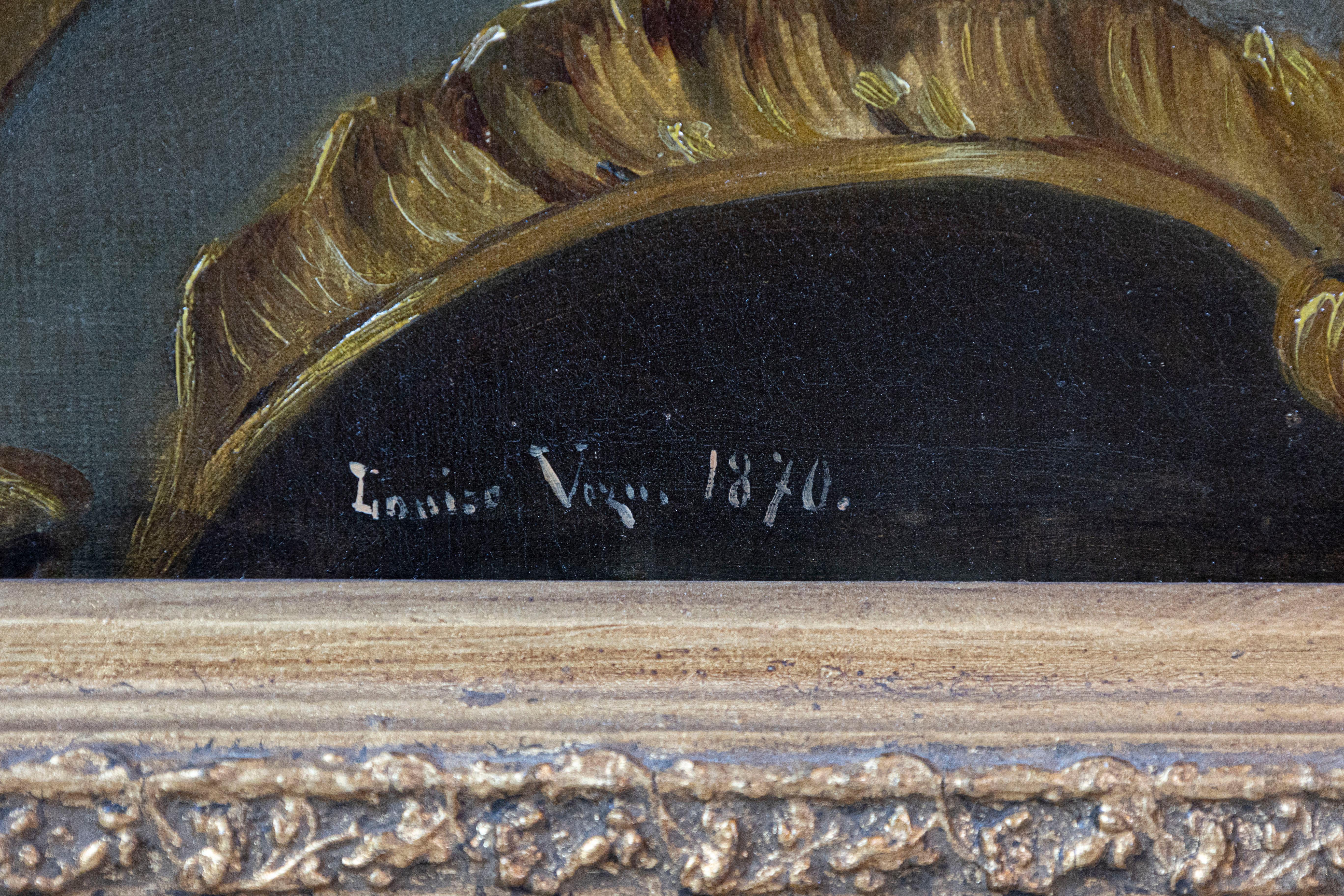 French 19th Century Gilt Frame Oil Painting Depicting Flowers on a Rococo Table For Sale 1