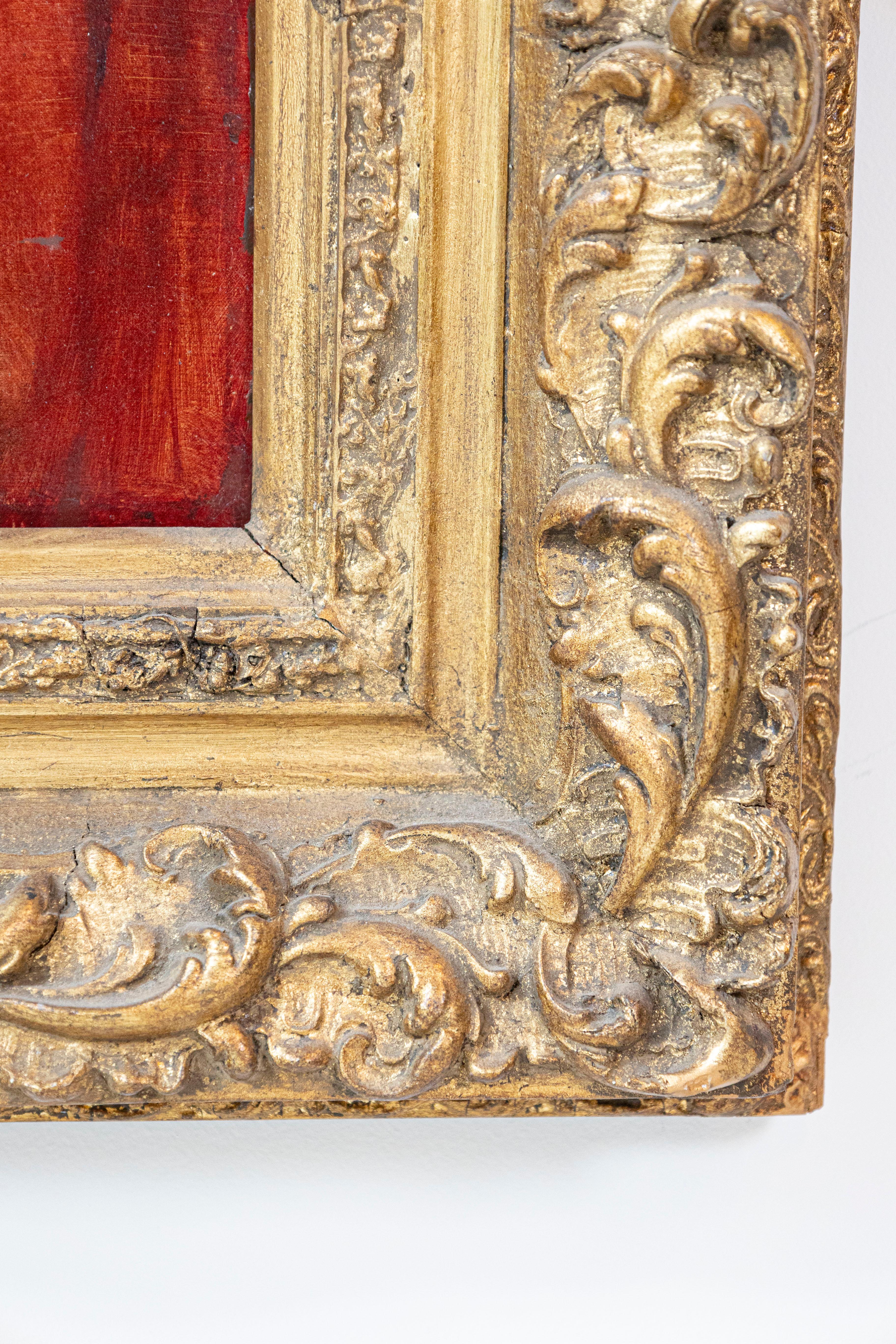 French 19th Century Gilt Frame Oil Painting Depicting Flowers on a Rococo Table For Sale 3
