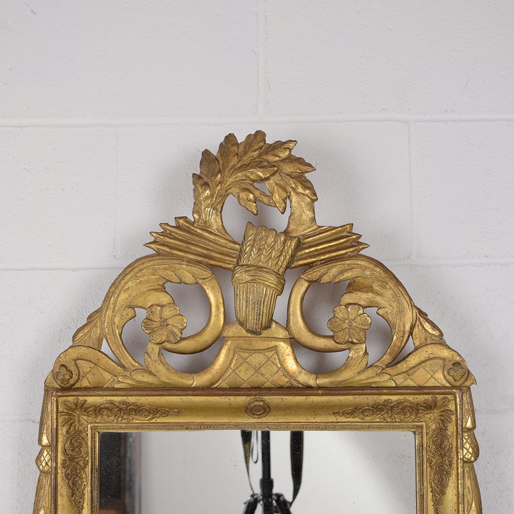 Hand-Carved French 19th Century Louis XVI Style Gilt Mirror