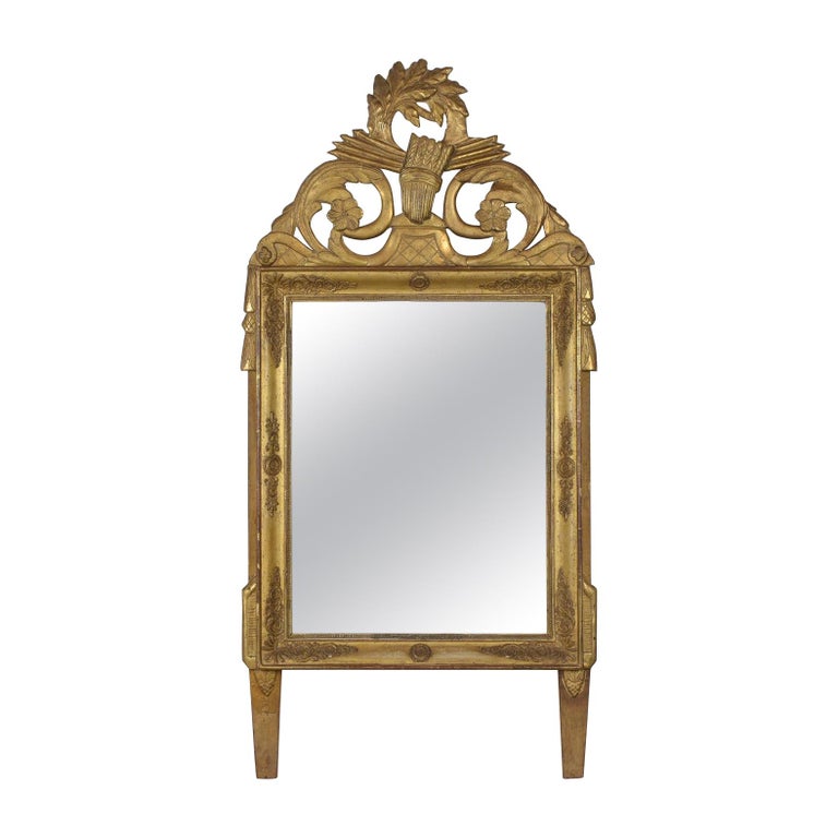 French 19th Century Louis XVI Style Gilt Mirror For Sale