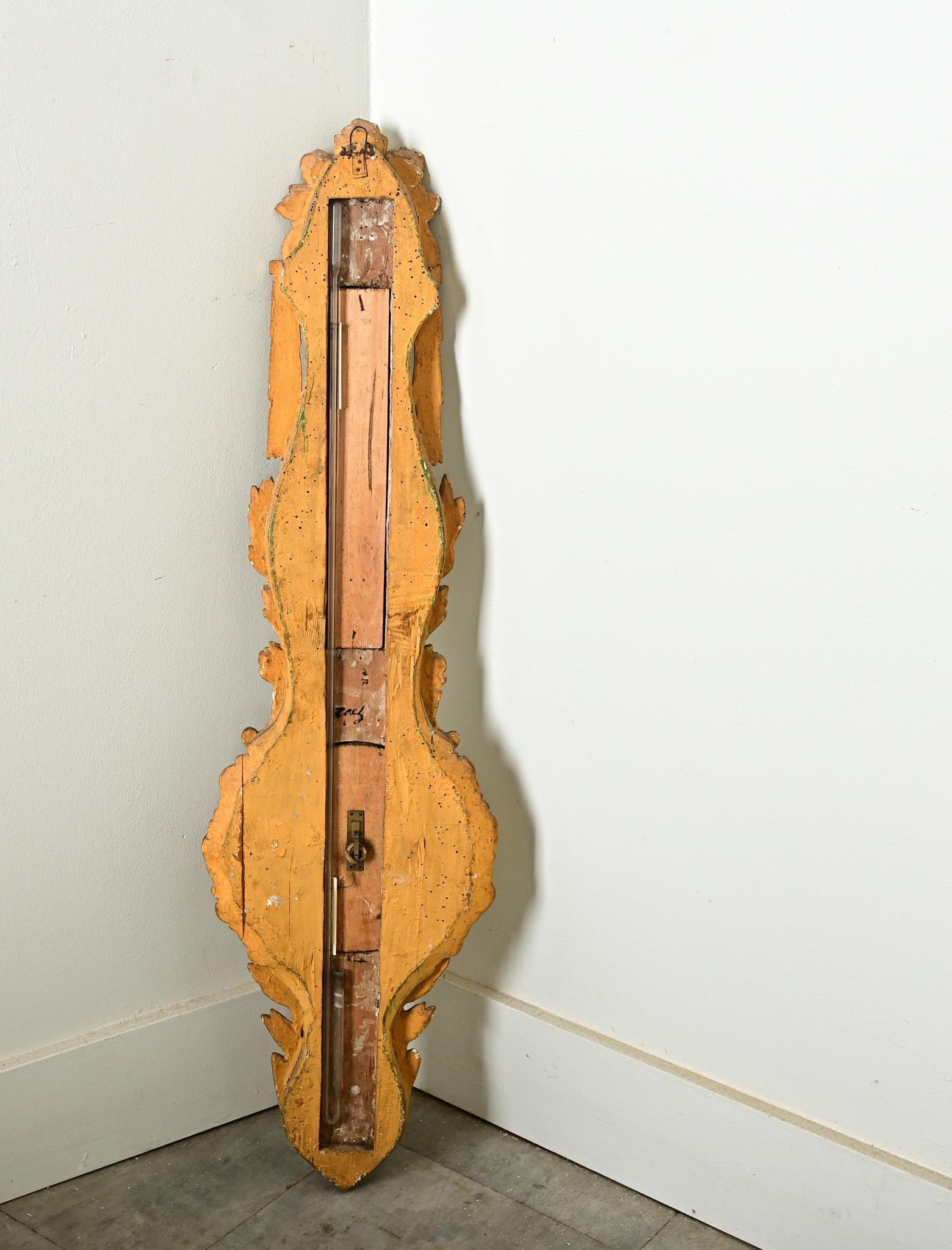 French 19th Century Gilt & Painted Barometer For Sale 4