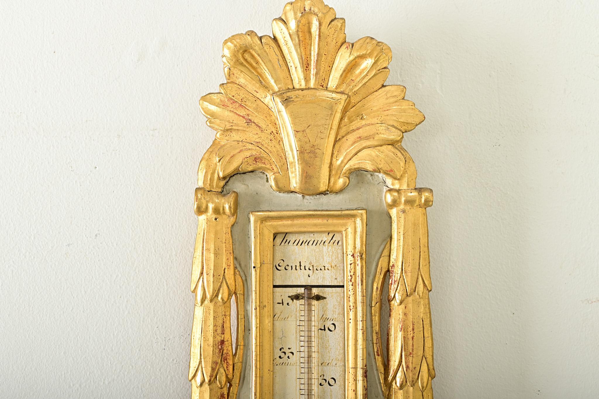 French 19th Century Gilt & Painted Barometer In Good Condition For Sale In Baton Rouge, LA