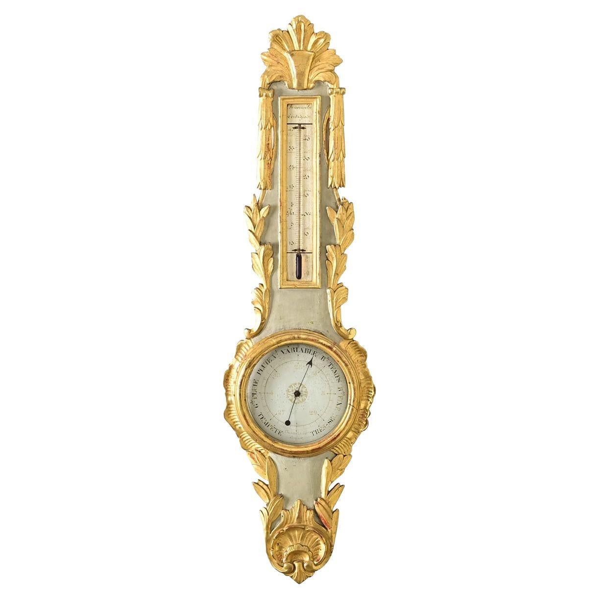French 19th Century Gilt & Painted Barometer