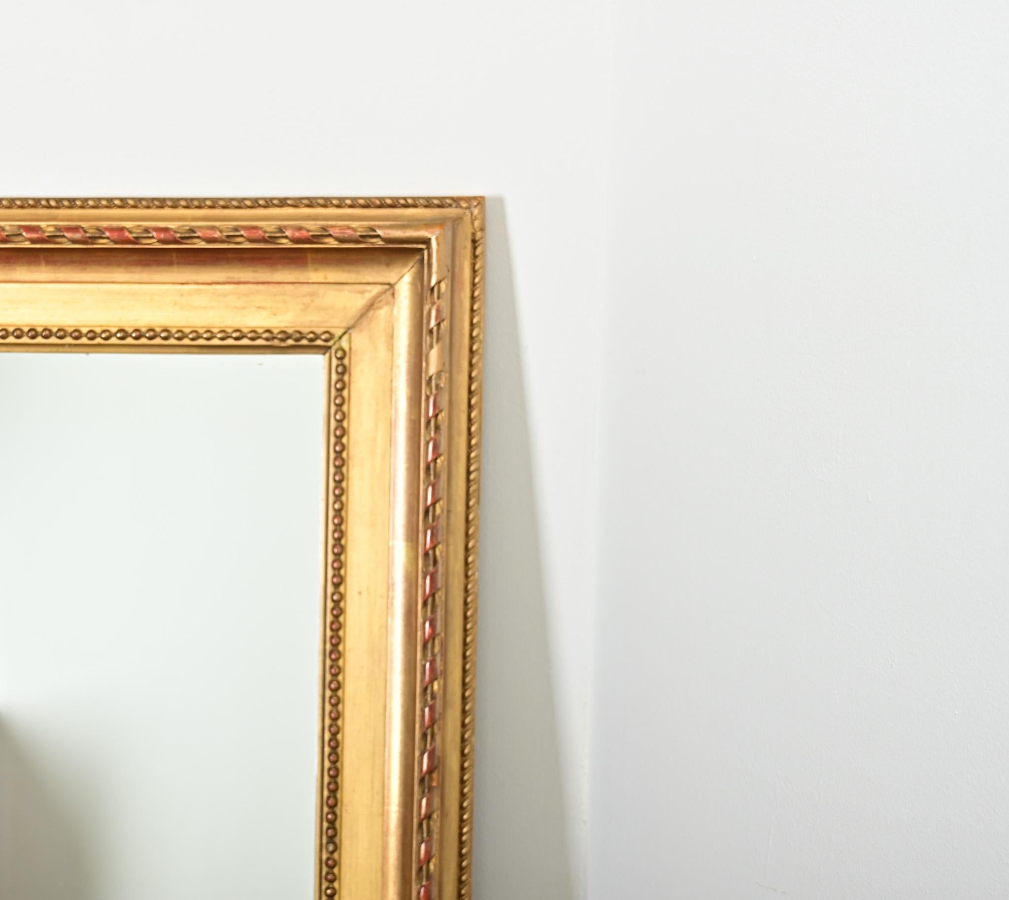 Miroir doré et peint français du 19e siècle Bon état - En vente à Baton Rouge, LA