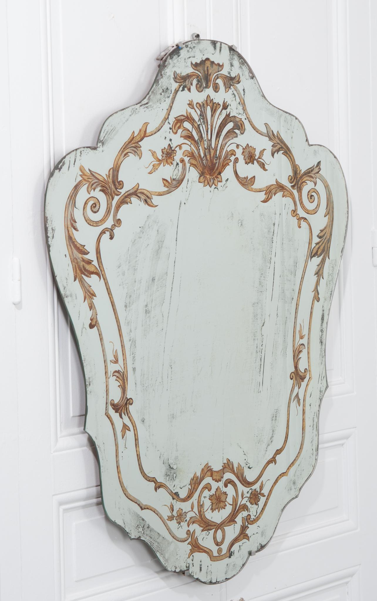 French 19th Century Gilt Painted Venetian Style Mirror In Good Condition In Baton Rouge, LA