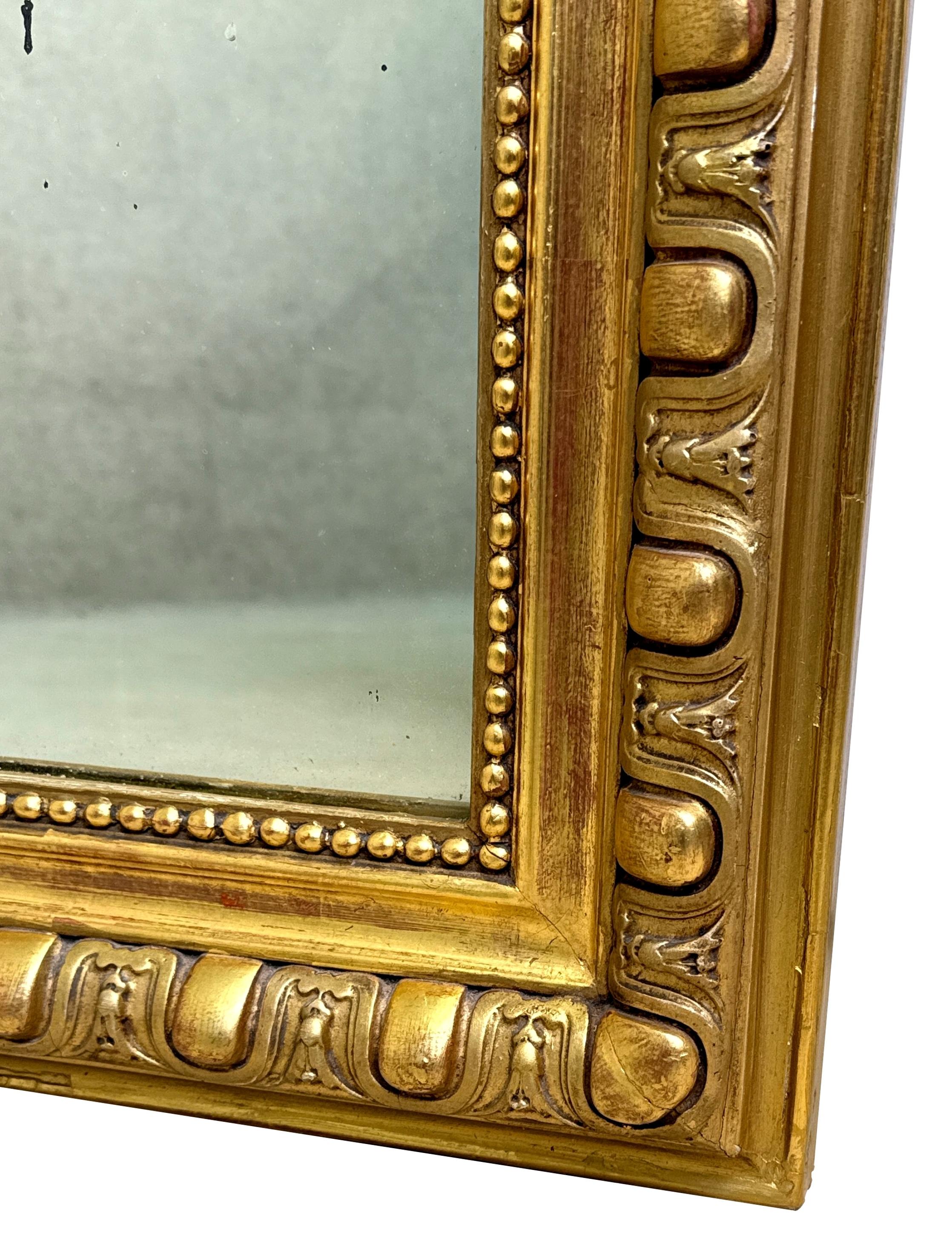 Espejo de pared rectangular dorado francés del siglo XIX Victoriano en venta
