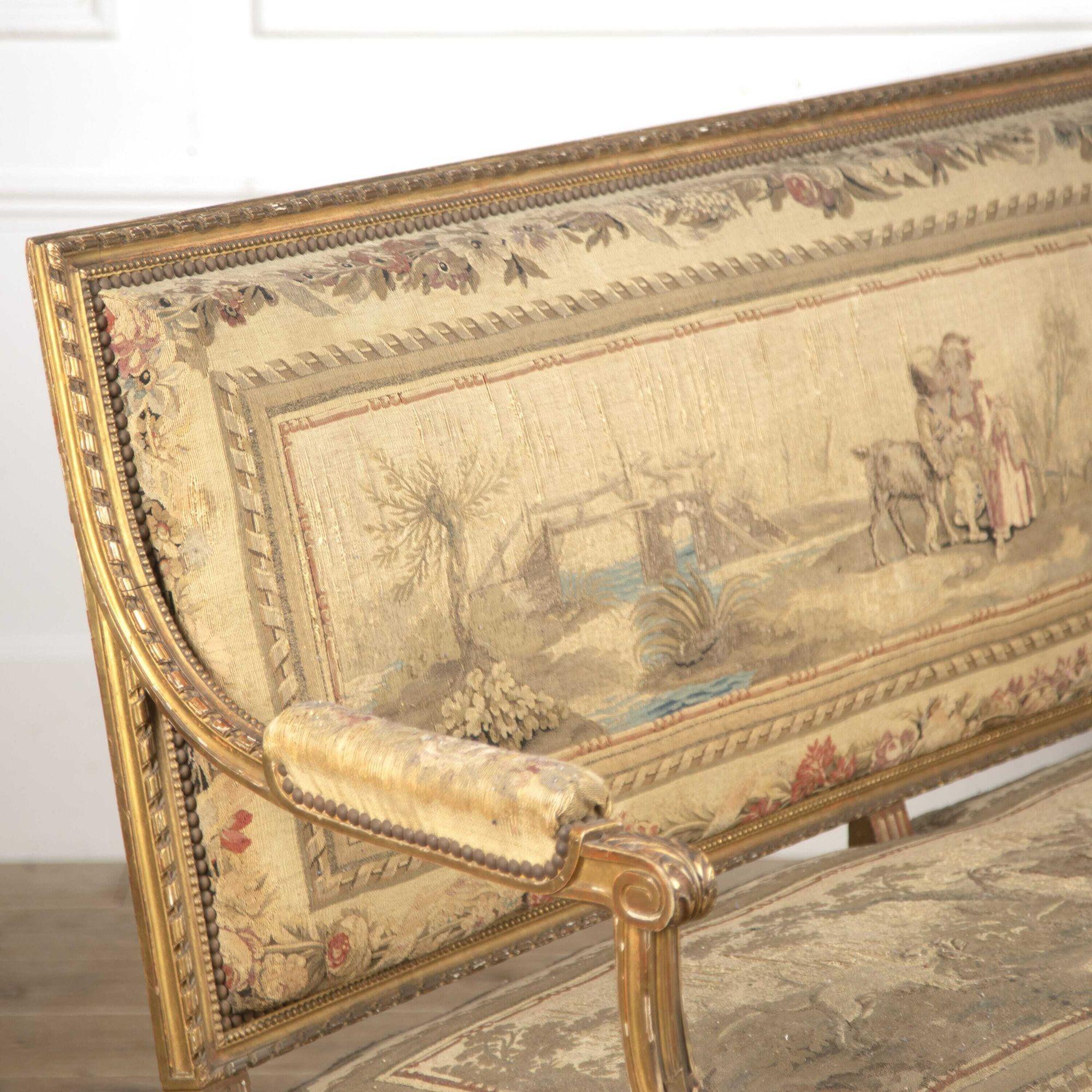 Vergoldetes Sofa aus dem 19. Jahrhundert (Land) im Angebot