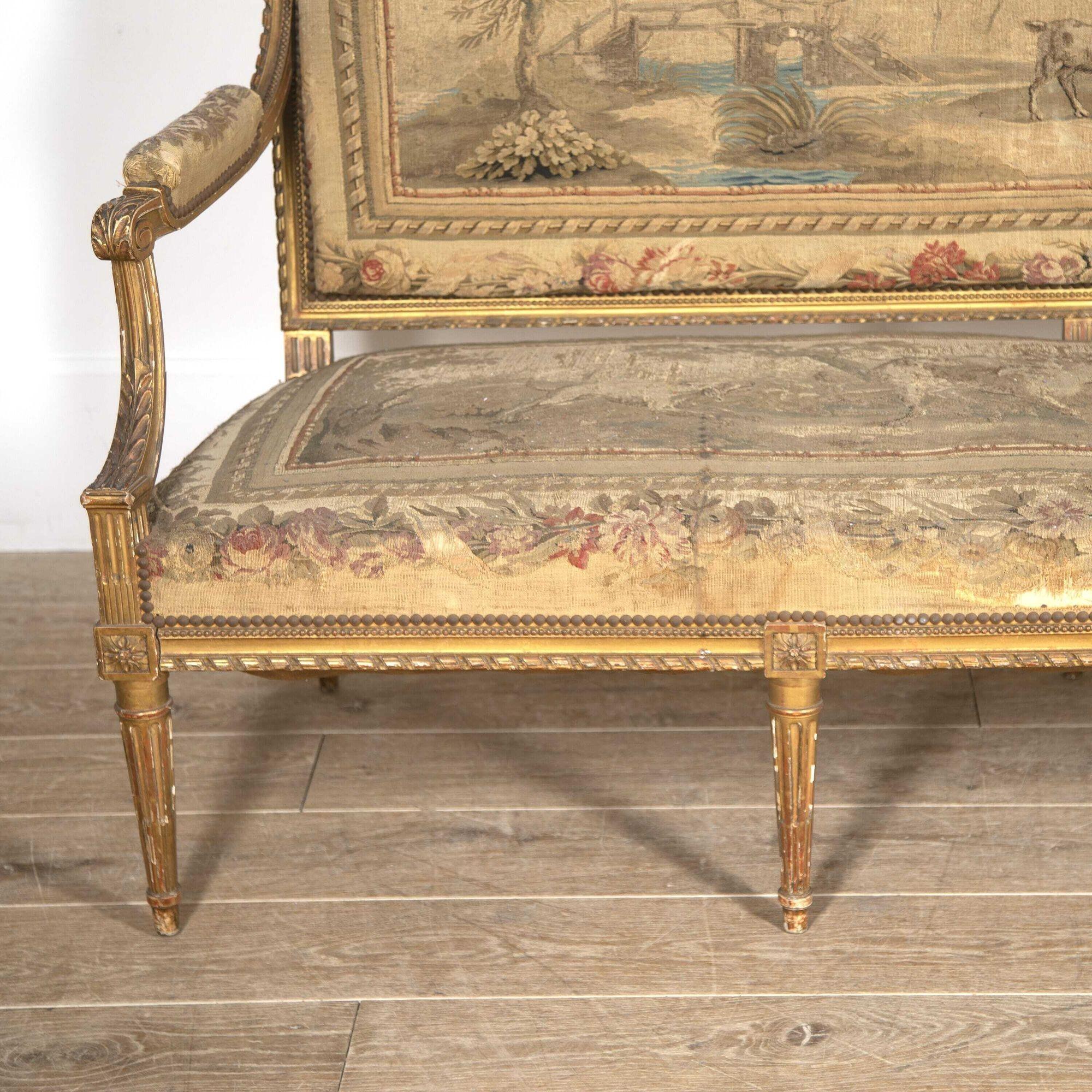 Giltwood French 19th Century Gilt Sofa For Sale