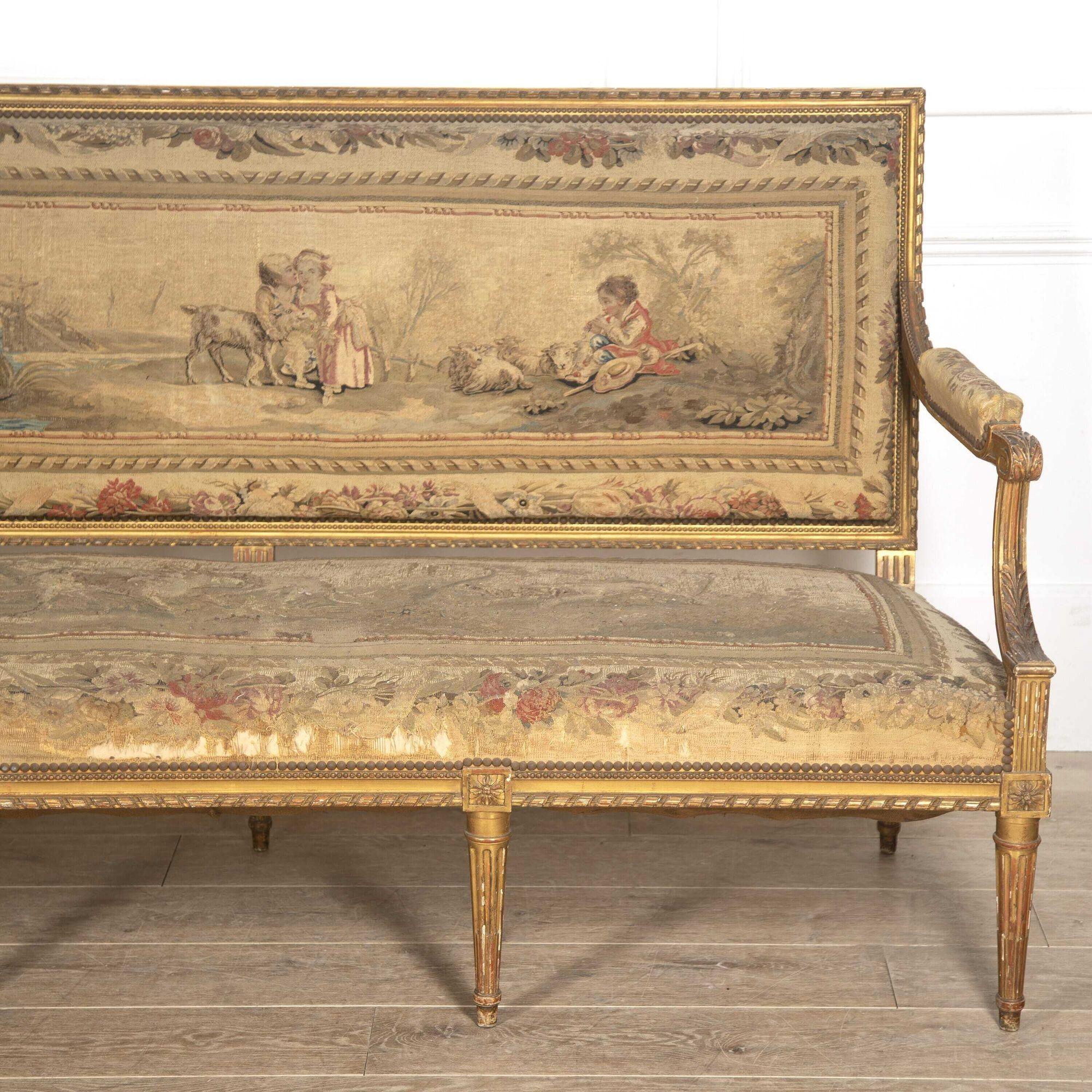 Vergoldetes Sofa aus dem 19. Jahrhundert im Angebot 1