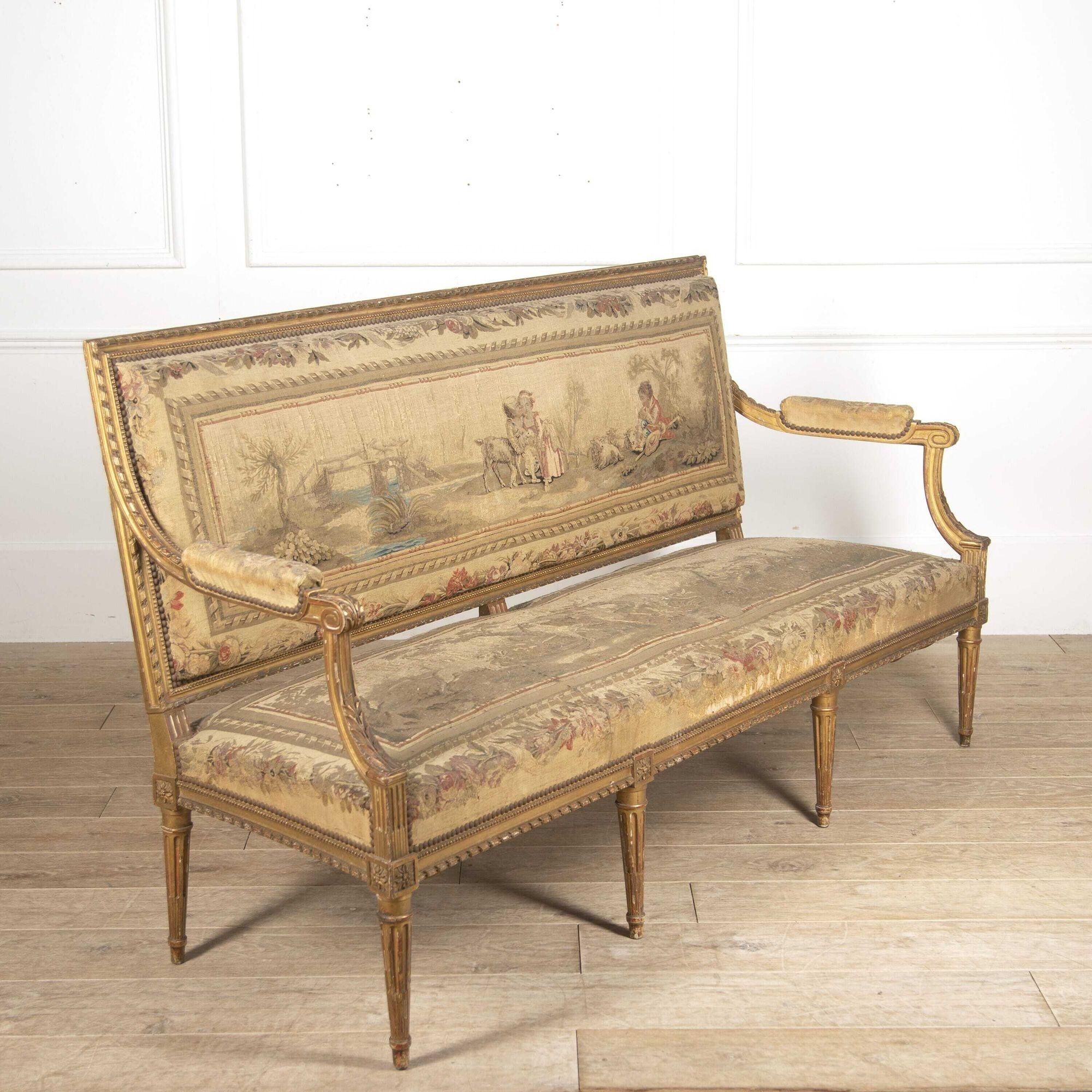 Vergoldetes Sofa aus dem 19. Jahrhundert im Angebot 2