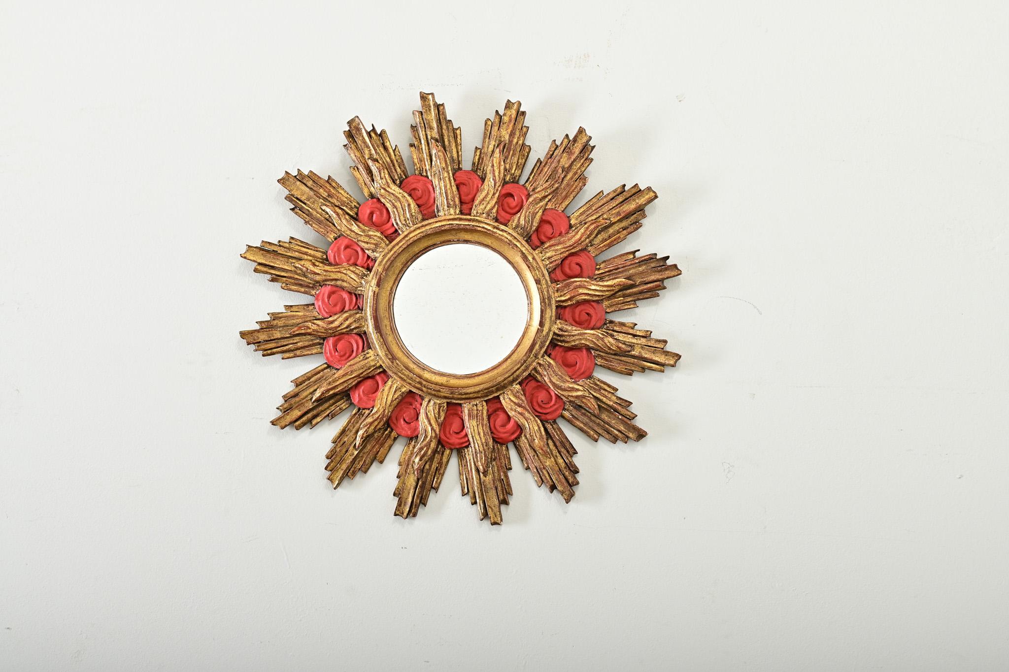 French Provincial French 19th Century Gilt Starburst Mirror For Sale