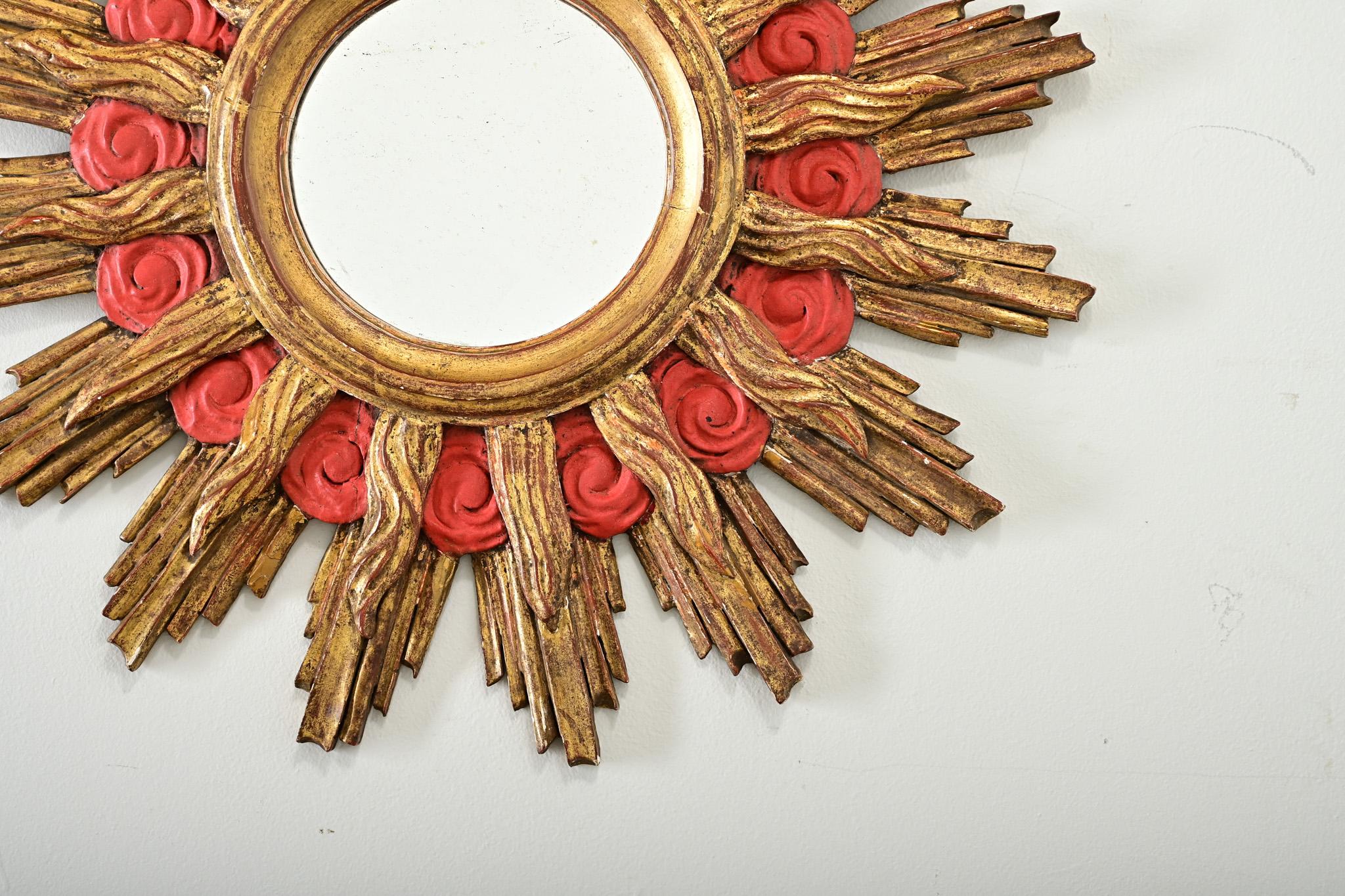 Carved French 19th Century Gilt Starburst Mirror For Sale