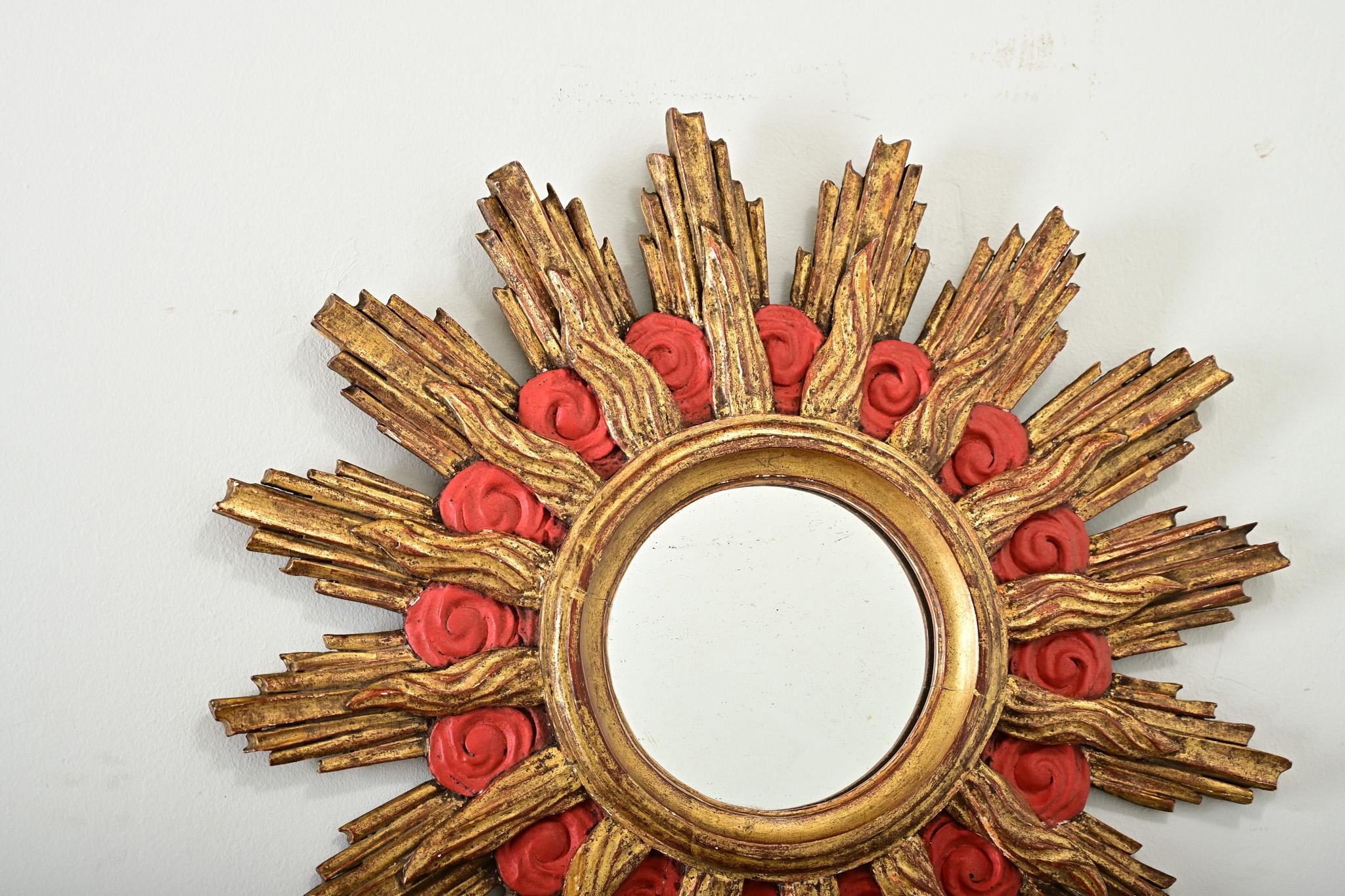 French 19th Century Gilt Starburst Mirror In Good Condition For Sale In Baton Rouge, LA