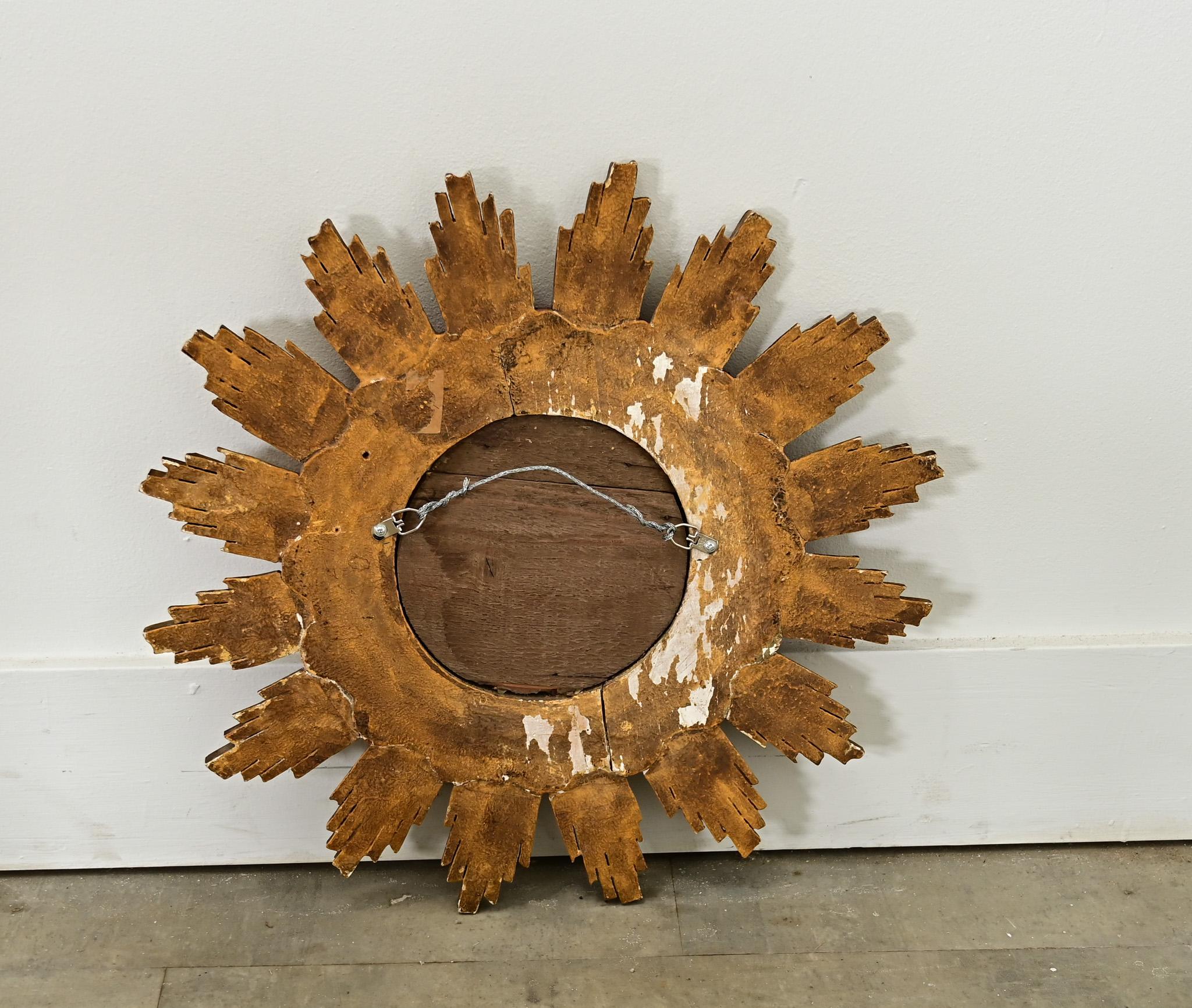 Gold French 19th Century Gilt Starburst Mirror For Sale