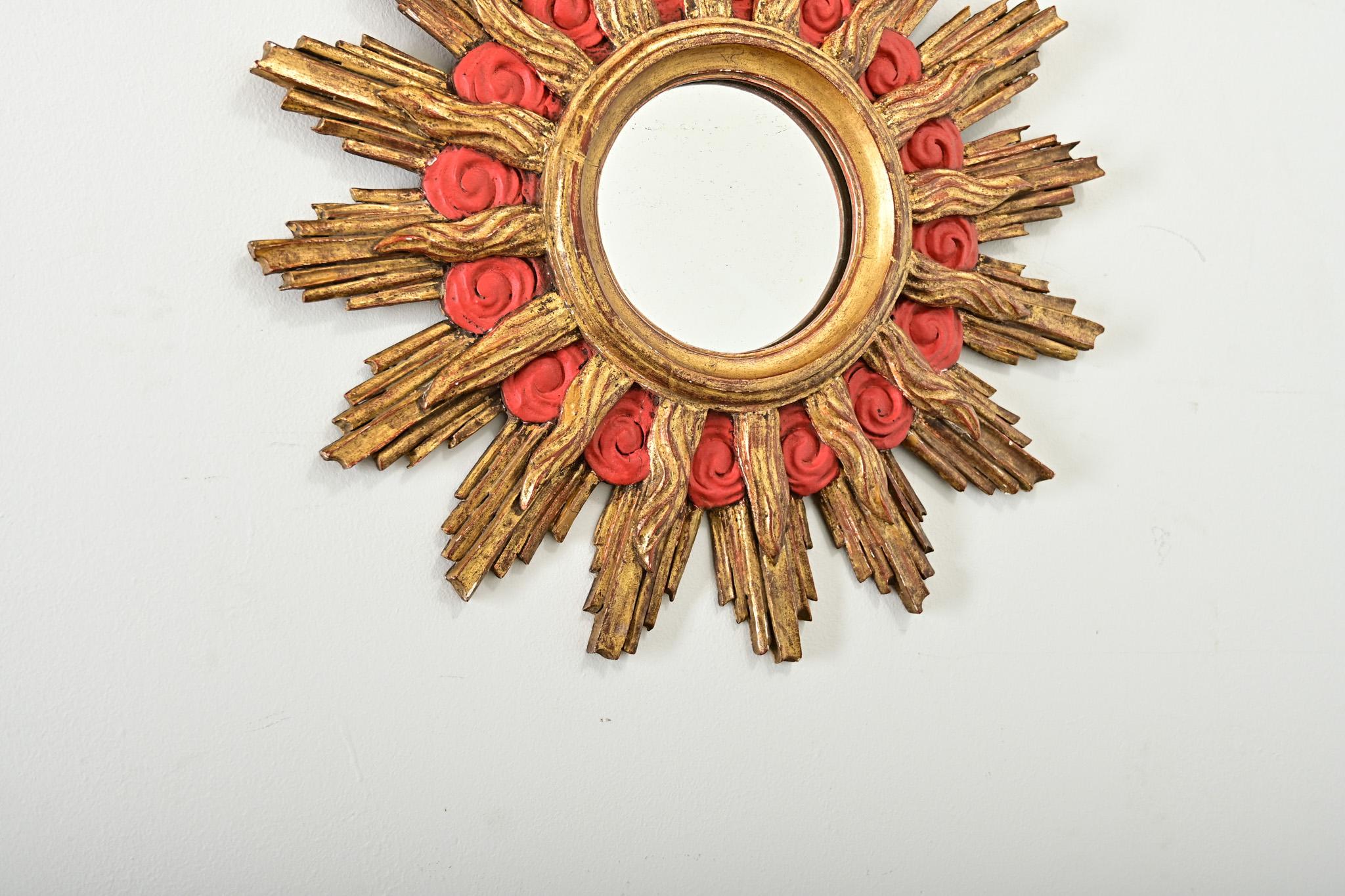 French 19th Century Gilt Starburst Mirror For Sale 2