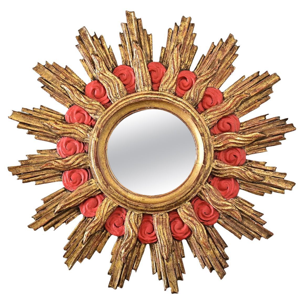 French 19th Century Gilt Starburst Mirror For Sale