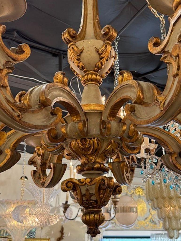 Giltwood French 19th Century Gilt Wood Chandelier For Sale