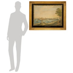 French 19th century Giltwood and Églomisé painting of Marseille