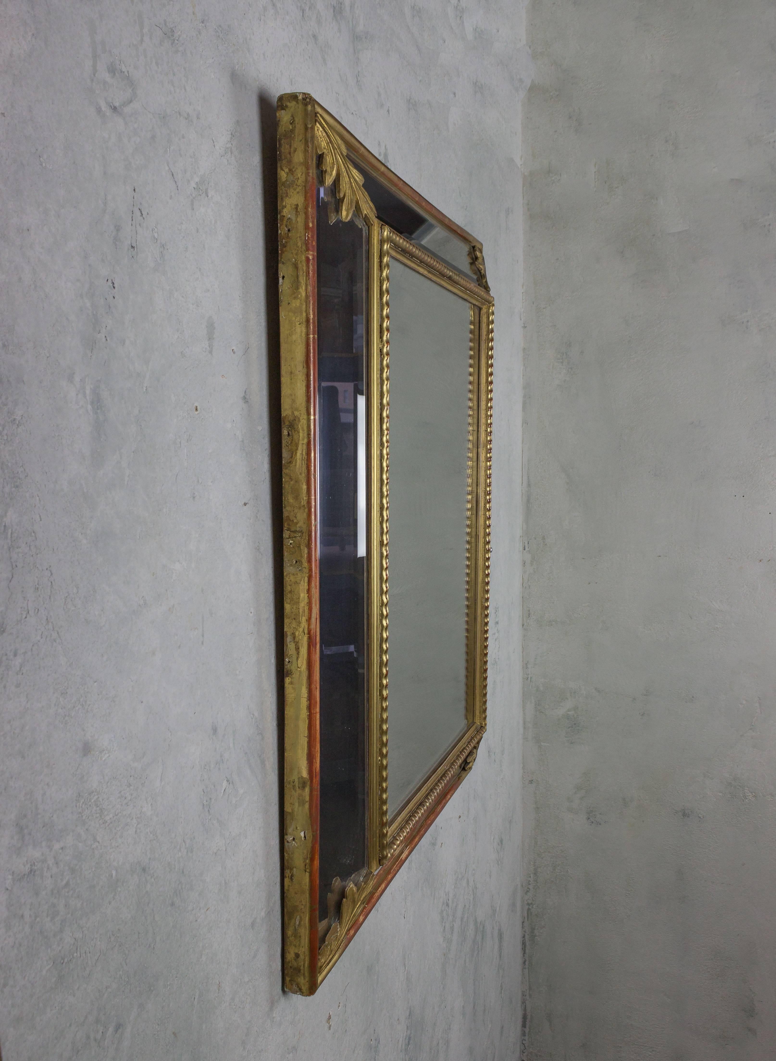 Neoclassical Revival French 19th Century Giltwood Beveled Mirror