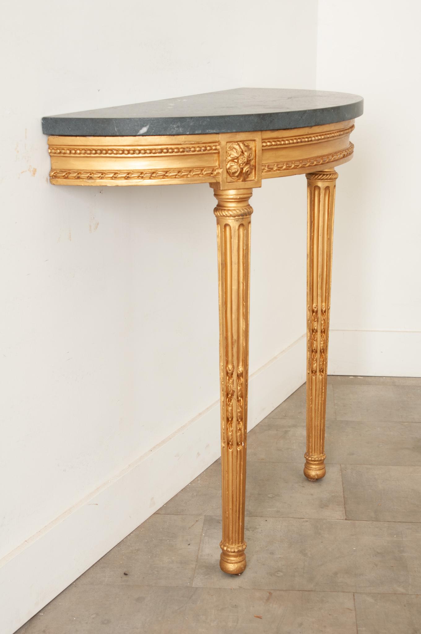 Marble French 19th Century Giltwood Bracket Console For Sale