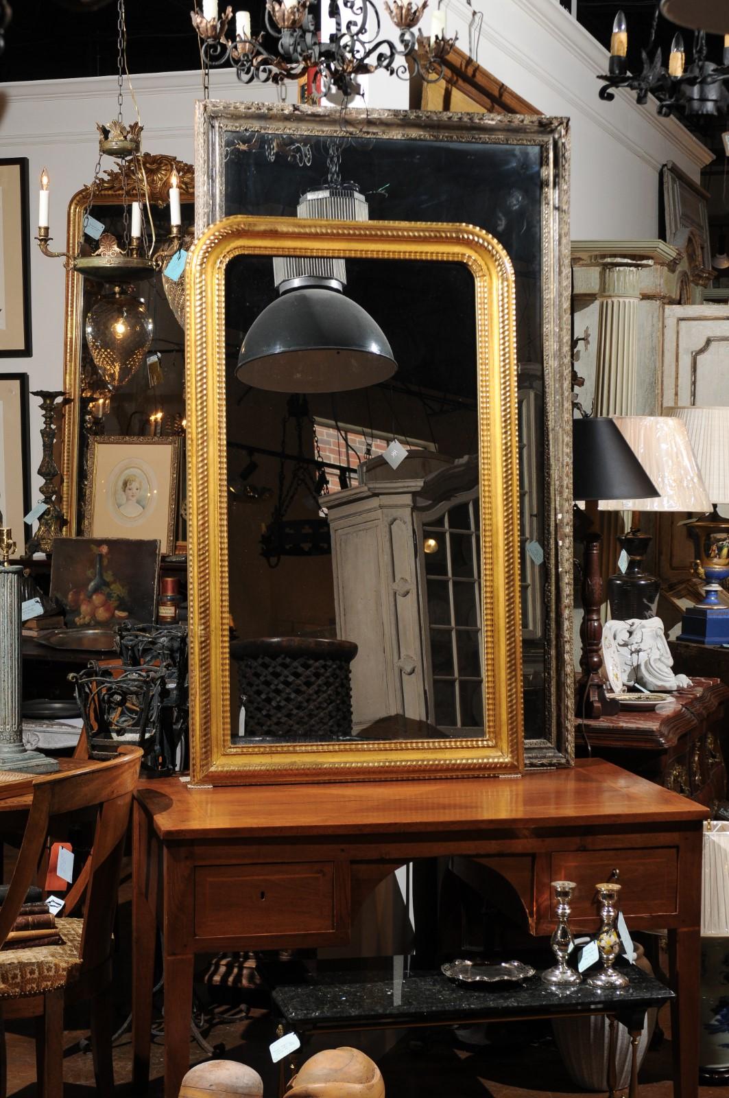 Louis Philippe French 19th Century Giltwood Louis-Philippe Mirror with Ribbed Molded Frame