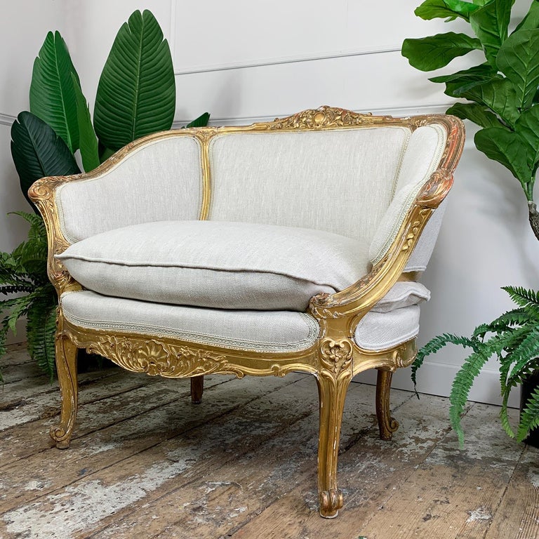 French 19th Century Giltwood Louis XV Fauteuil Marquise Chair For Sale ...