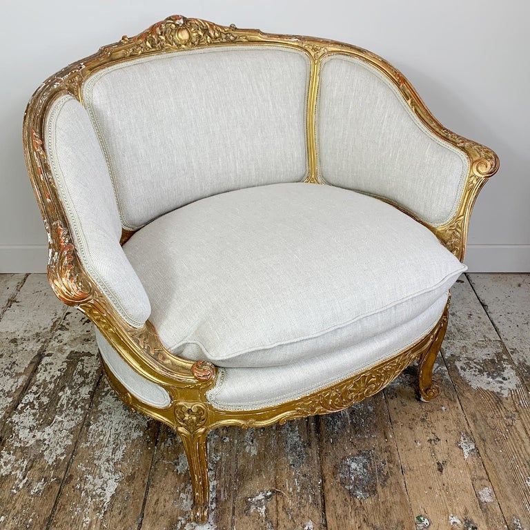 French 19th Century Giltwood Louis XV Fauteuil Marquise Chair For Sale at  1stDibs