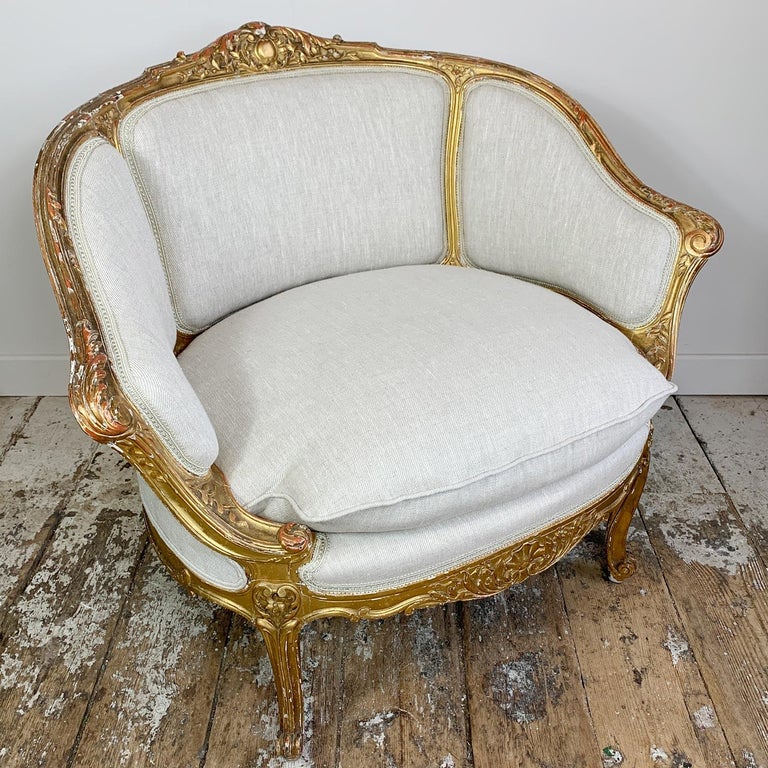 French 19th Century Giltwood Louis XV Fauteuil Marquise Chair For Sale ...