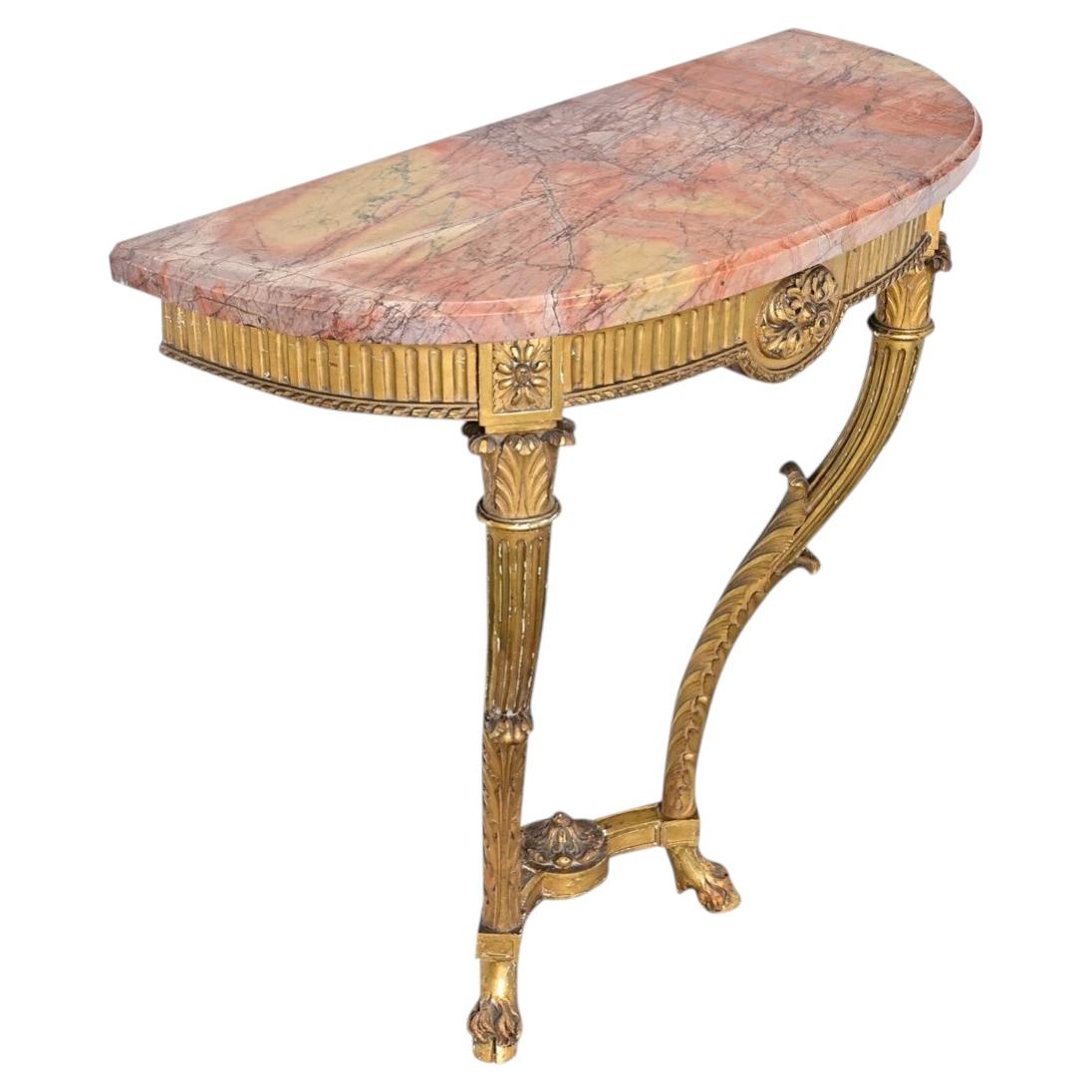 French 19th Century Giltwood Marble-top Wall Console