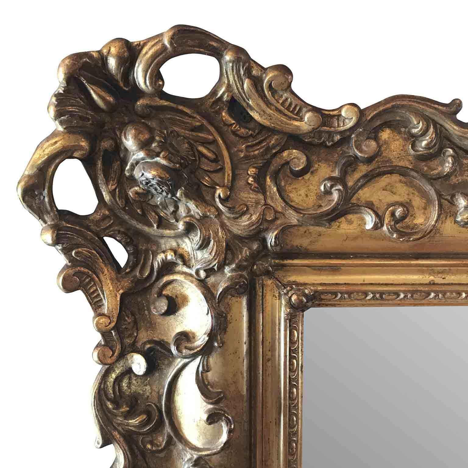 19th Century French Giltwood Mirror Louis Philippe Original Mercury Glass 8