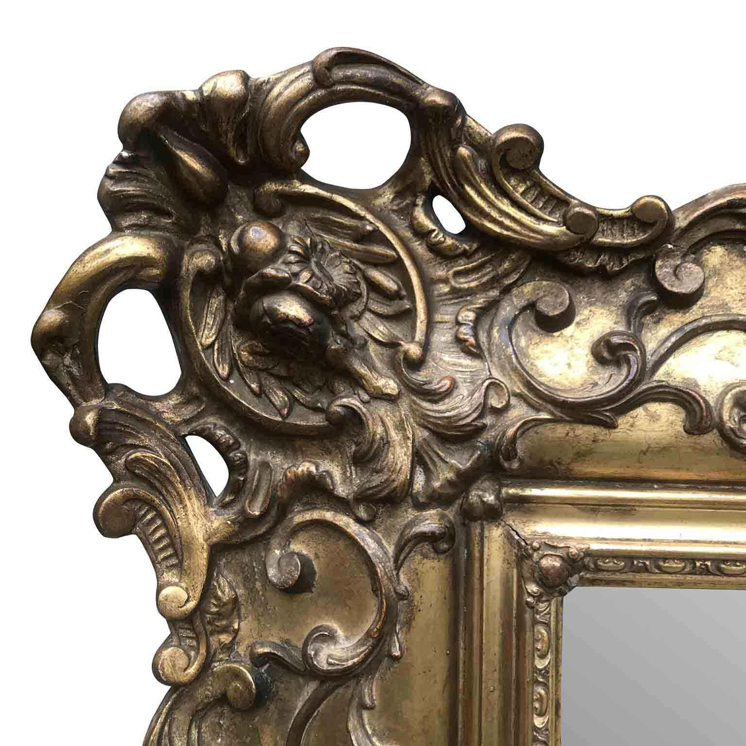 19th Century French Giltwood Mirror Louis Philippe Original Mercury Glass 13