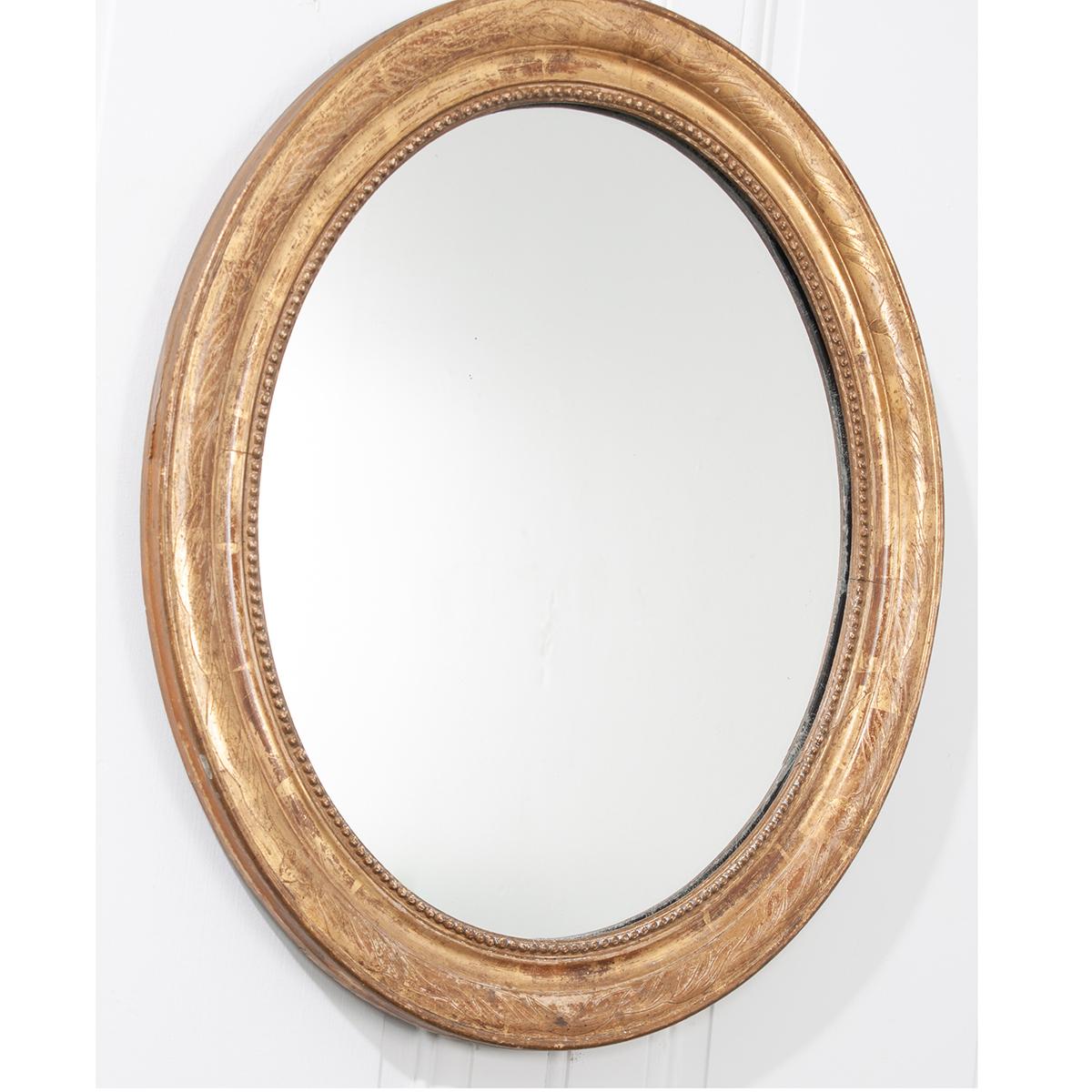 French 19th Century Giltwood Oval Mirror 1