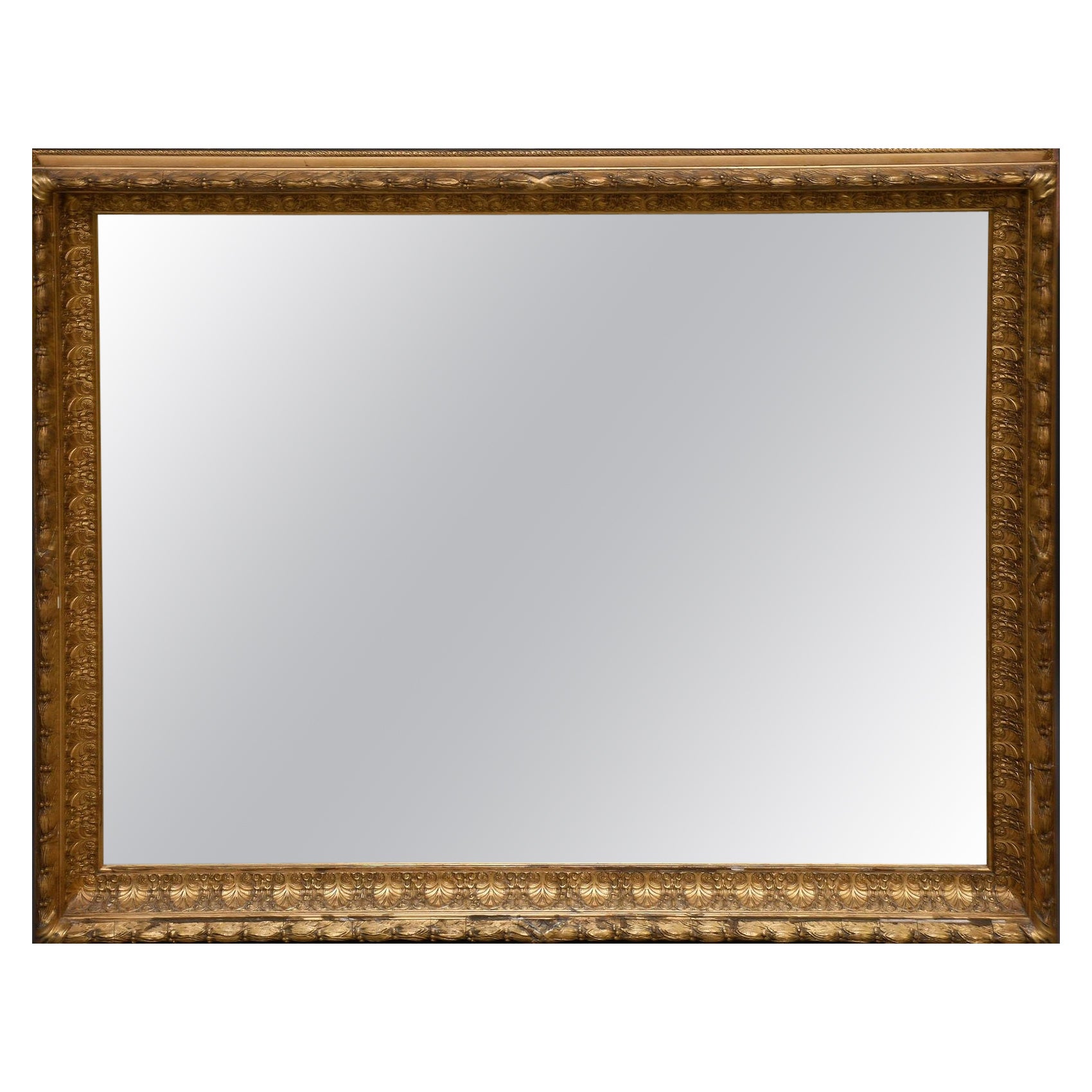 Miroir en bois doré à palmettes et feuilles de laurier du 19e siècle en vente