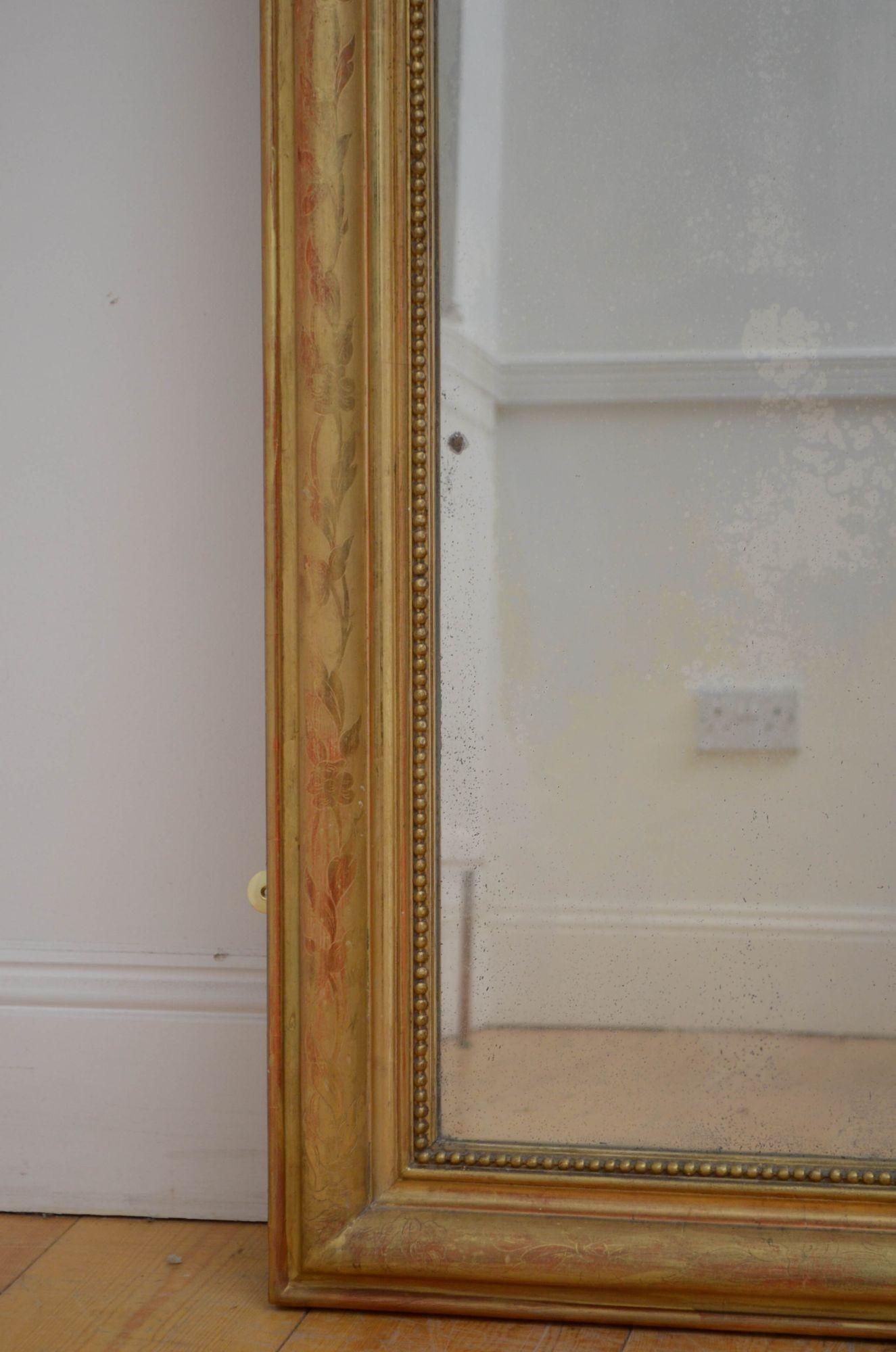 Gold Leaf French 19th Century Giltwood Wall Mirror H141cm For Sale