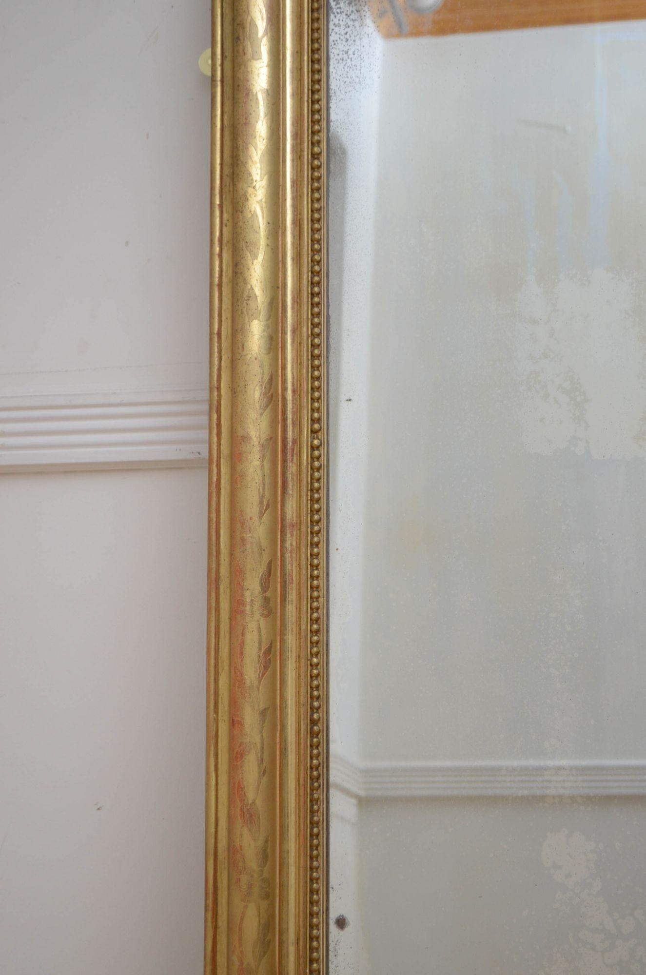 Französisch 19. Jahrhundert Giltwood Wandspiegel H141cm im Angebot 1