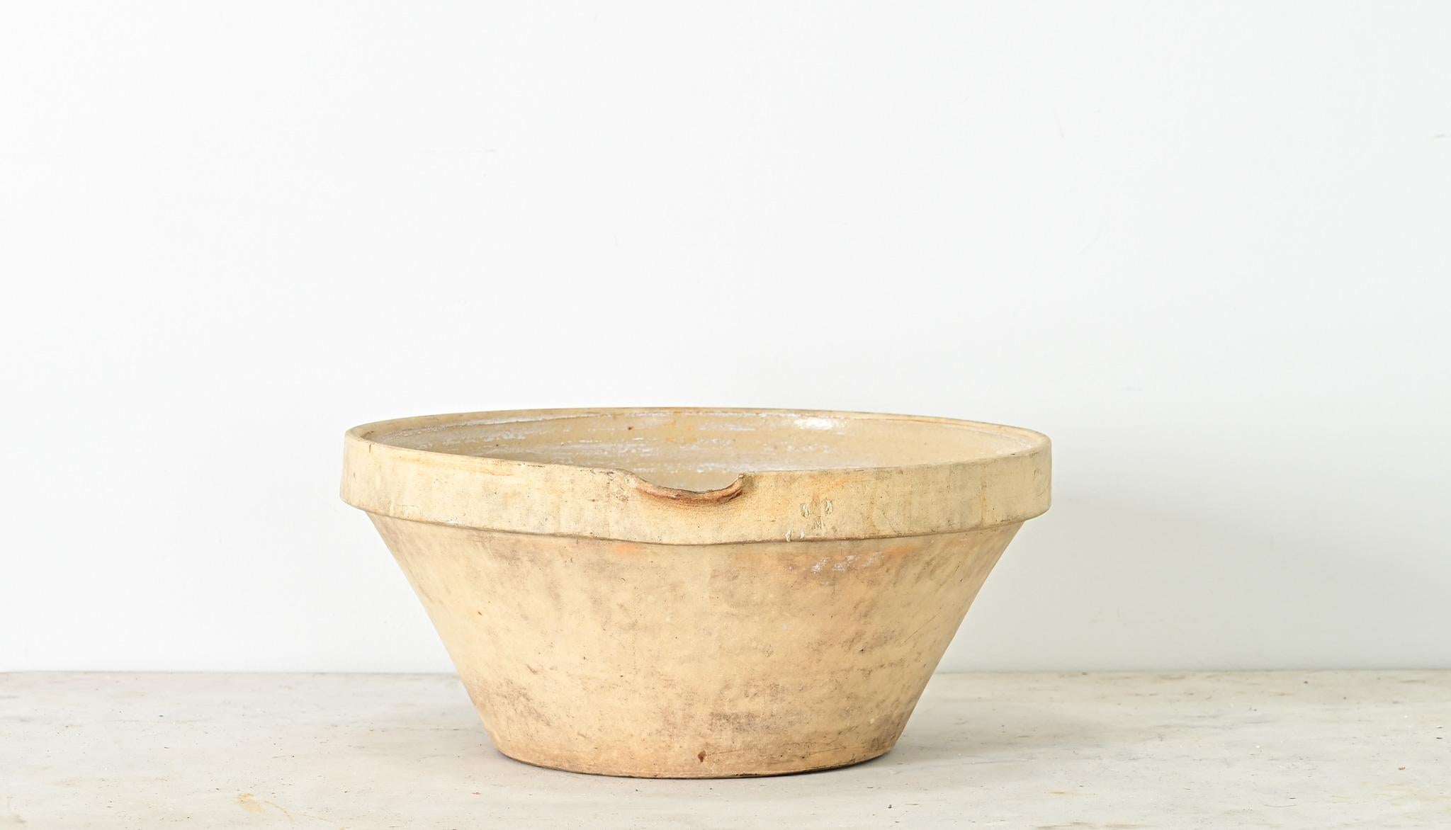 French Provincial French 19th Century Glazed Cream Bowl For Sale