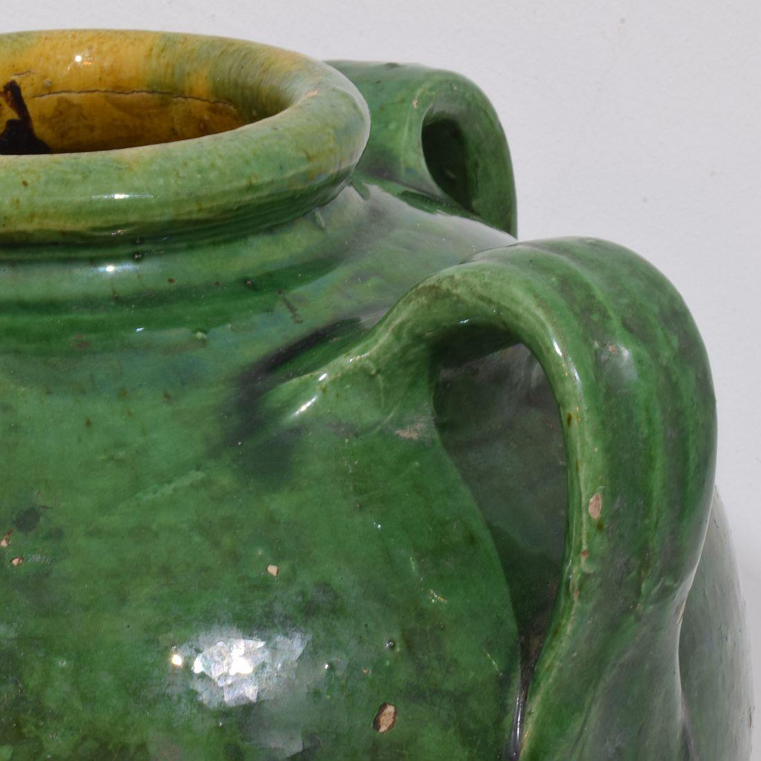 French 19th Century Glazed Earthenware Walnut Oil Jug For Sale 7