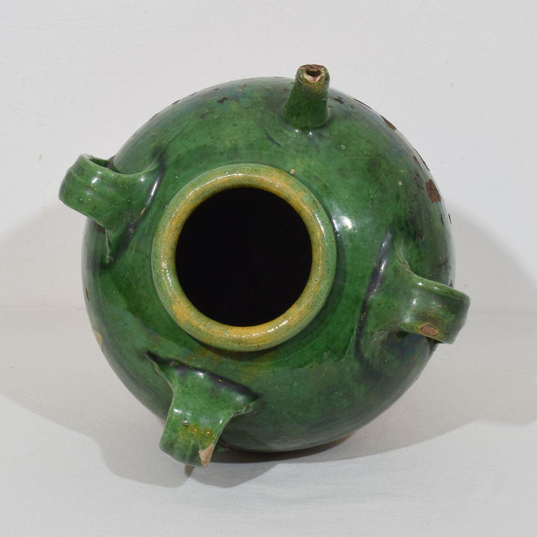 French 19th Century Glazed Earthenware Walnut Oil Jug For Sale 10