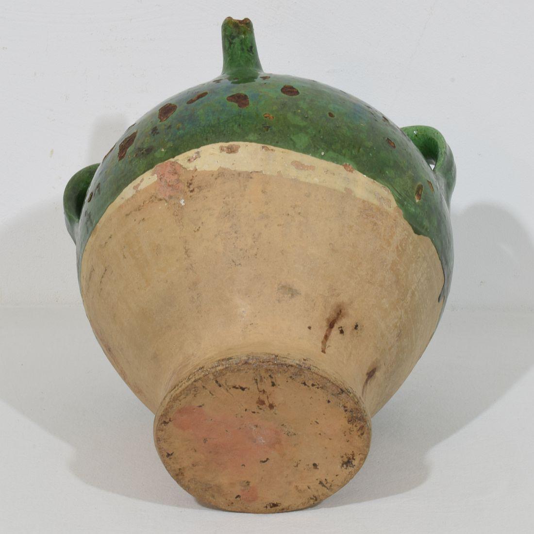 French 19th Century Glazed Earthenware Walnut Oil Jug For Sale 11