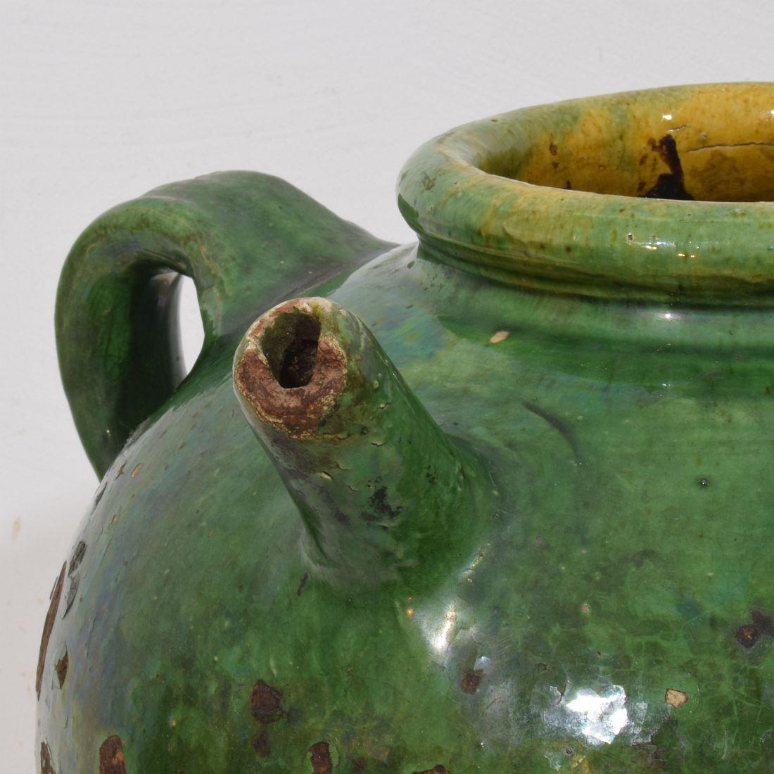 French 19th Century Glazed Earthenware Walnut Oil Jug For Sale 5