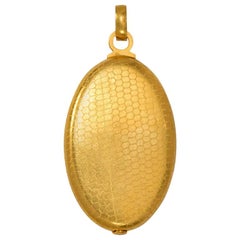 French 19th Century Gold Covered Mirror Pendant