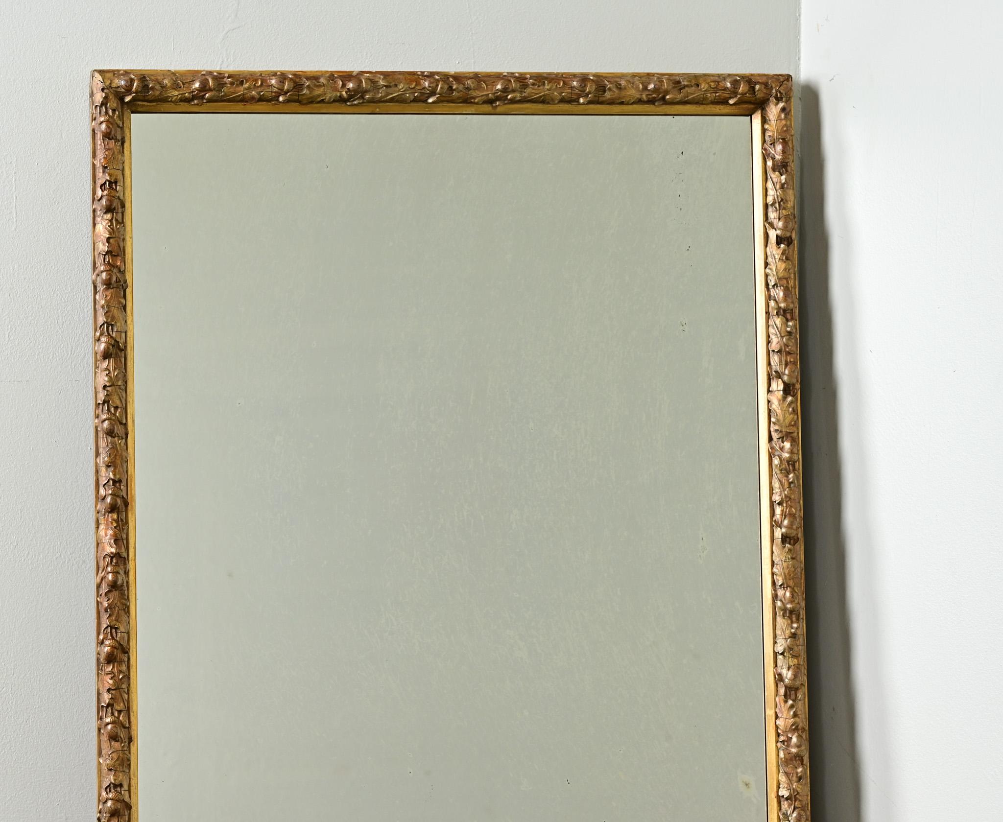 Hand-Carved French 19th Century Gold Gilt Acorn Mirror For Sale