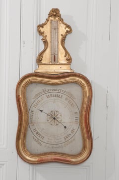 French 19th Century Gold Gilt Barometer