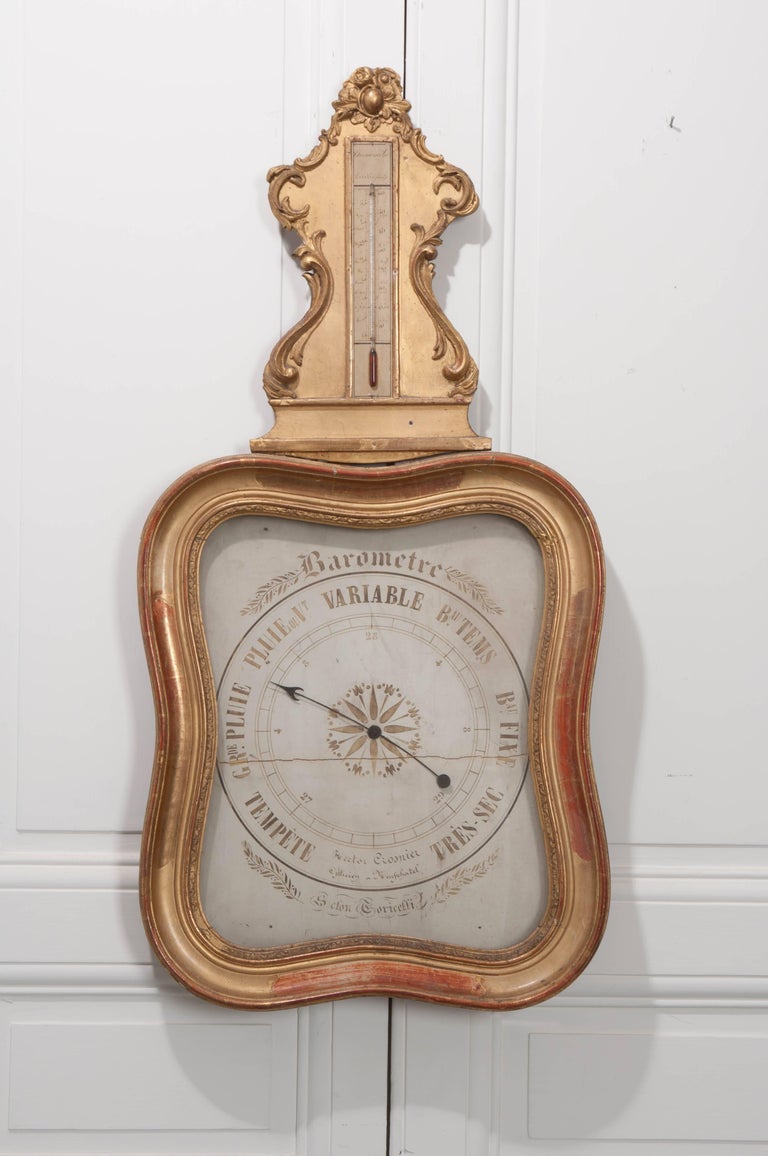 French 19th Century Gold Gilt Barometer at 1stDibs