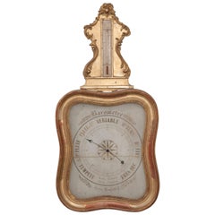 French 19th Century Gold Gilt Barometer