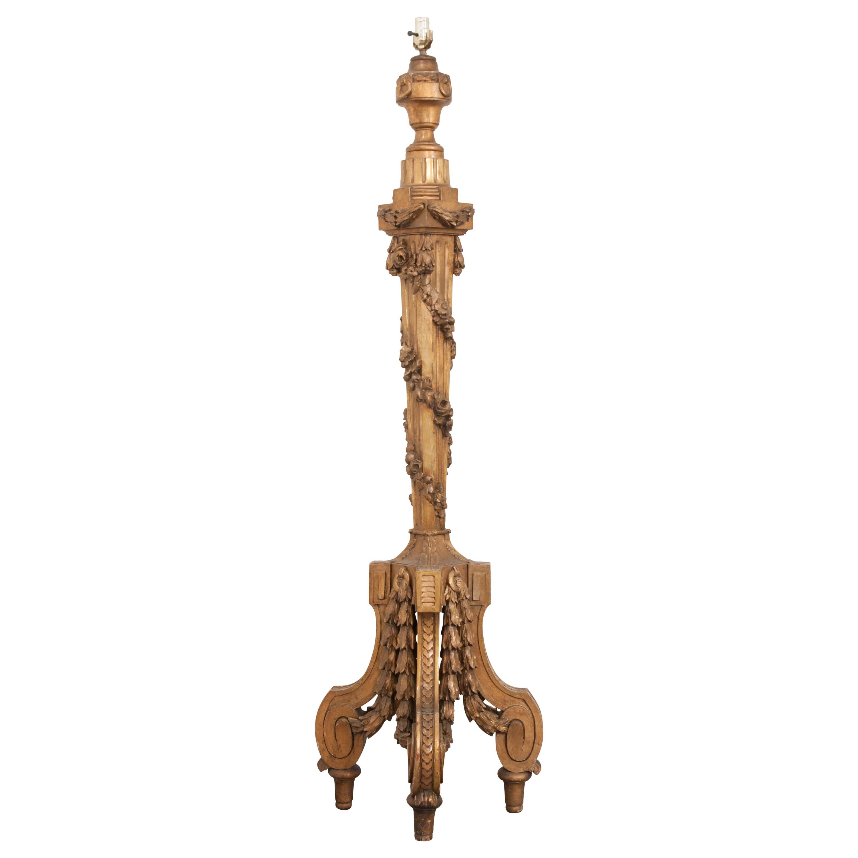 French 19th Century Gold Gilt Floor Lamp